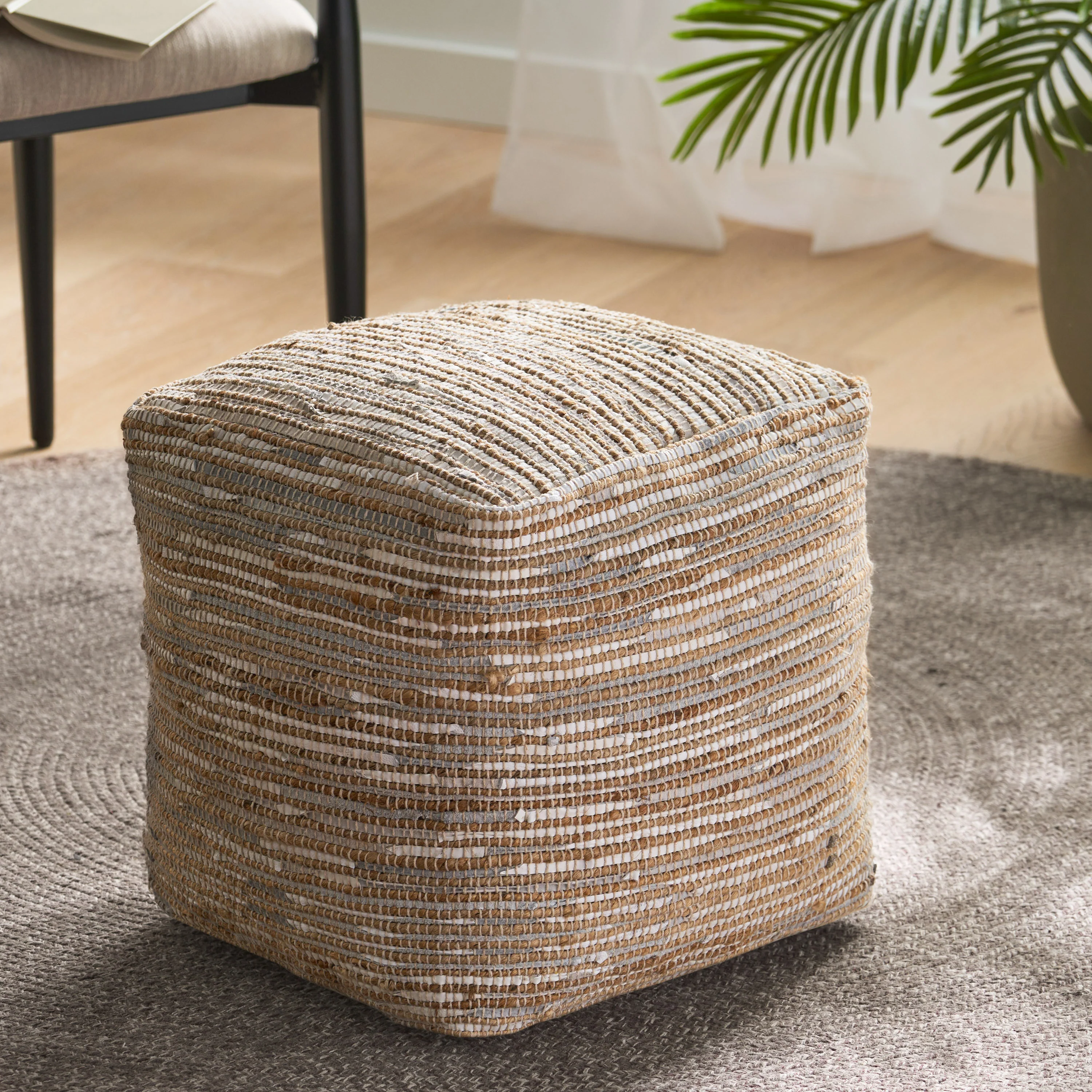 Colbert Handcrafted Boho Cube Pouf - furnishings