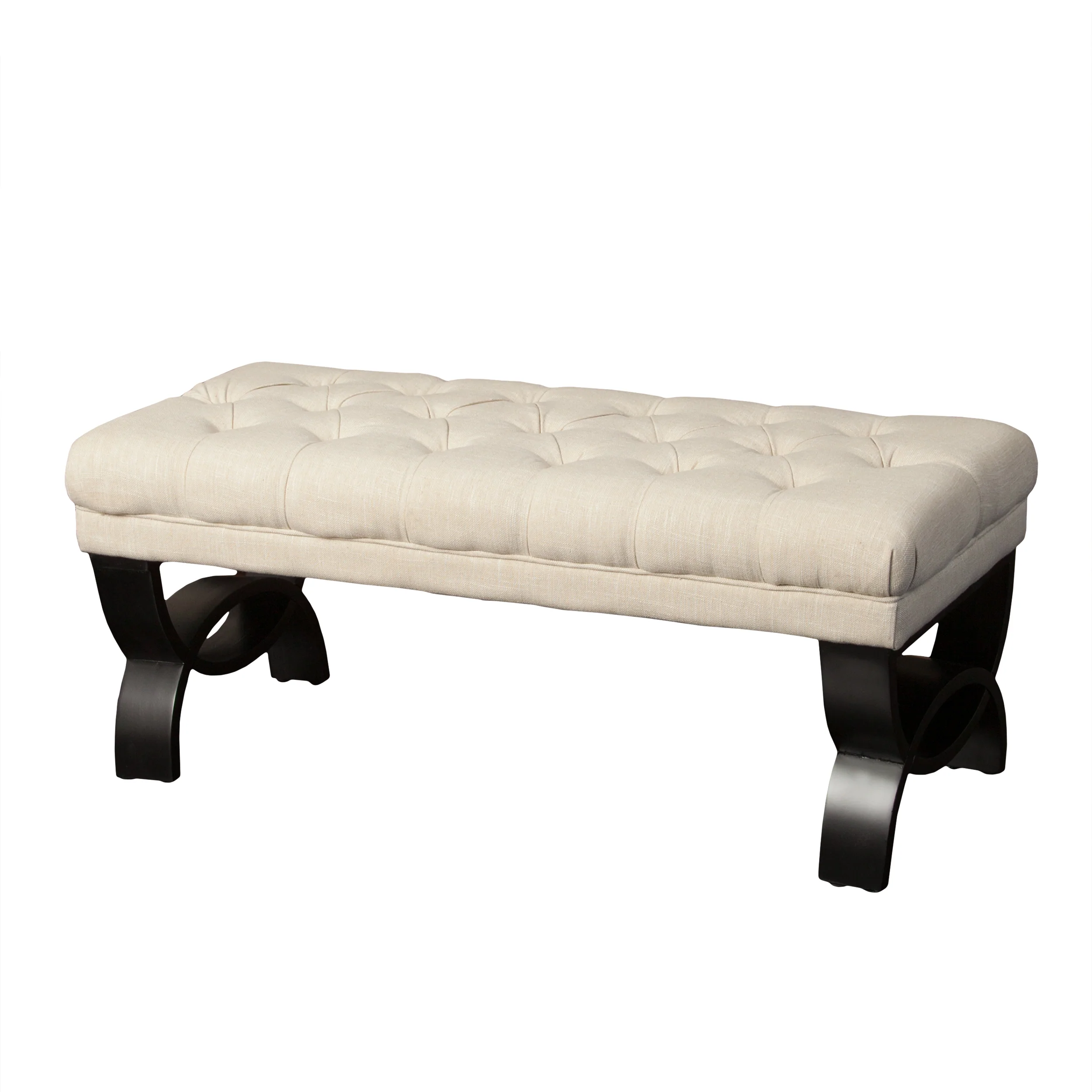 Colette Contemporary Button Tufted Fabric Ottoman Bench - furnishings