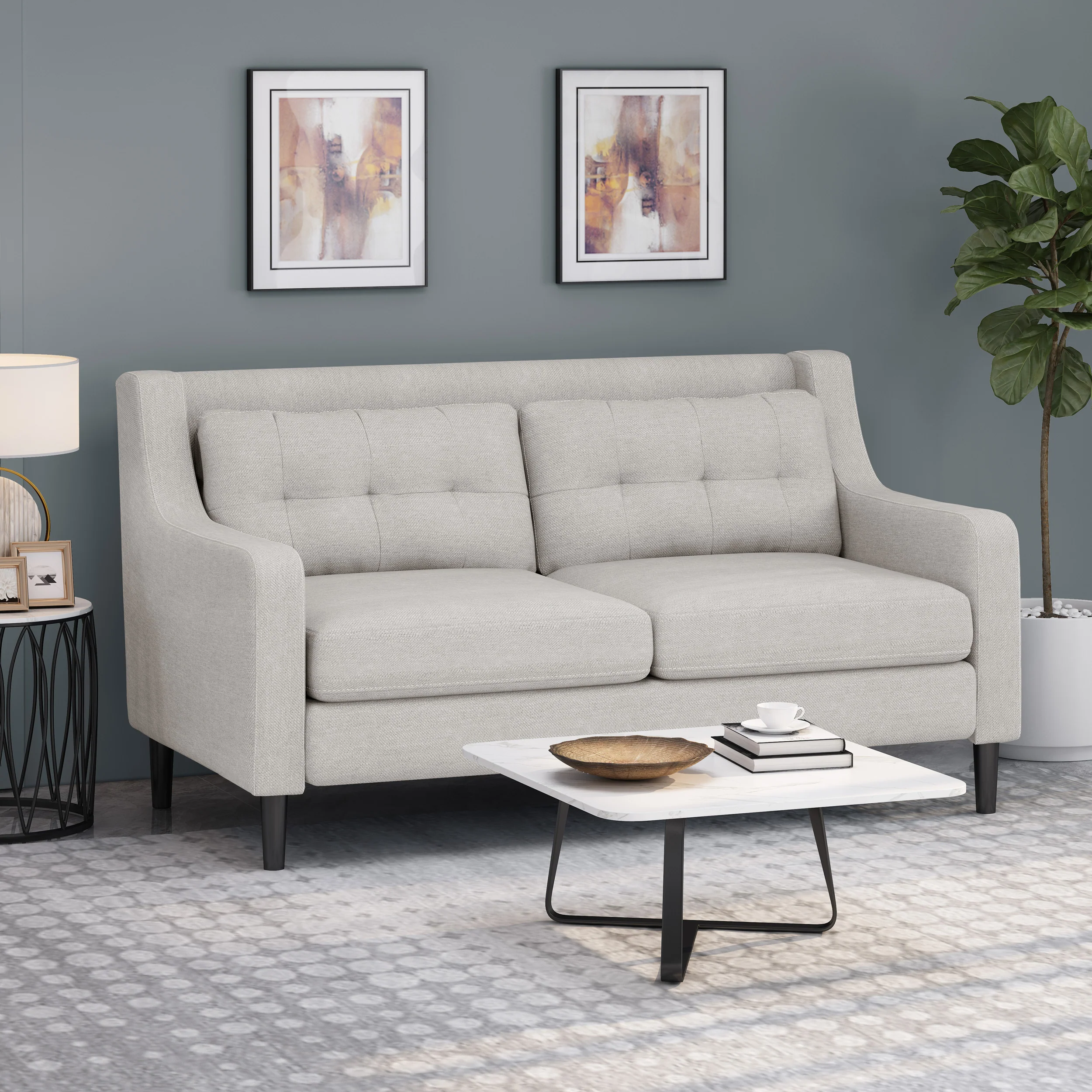 Anaysha Contemporary Fabric Loveseat - furnishings