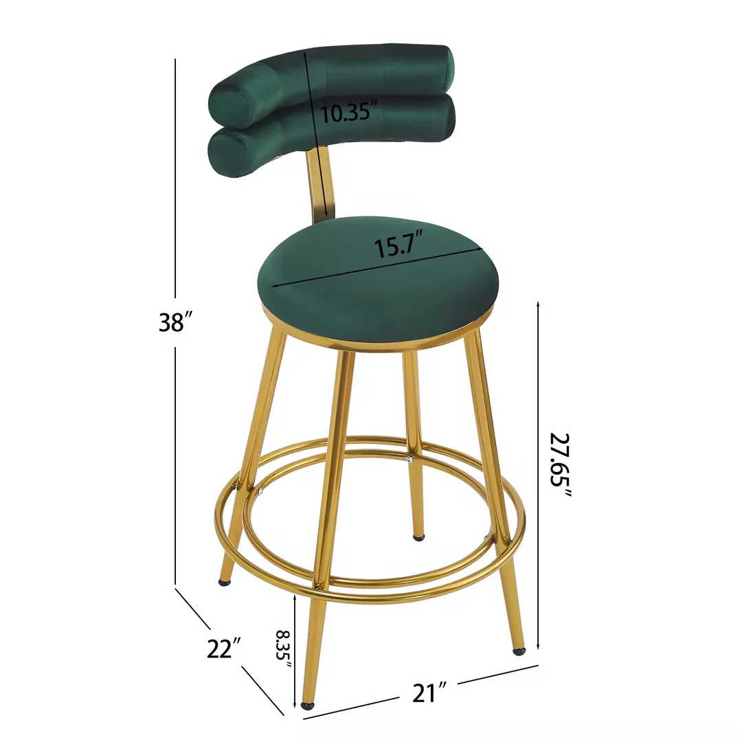 Jaspere Velvet Upholstery Counter Stools, Set of 2 - furnishings