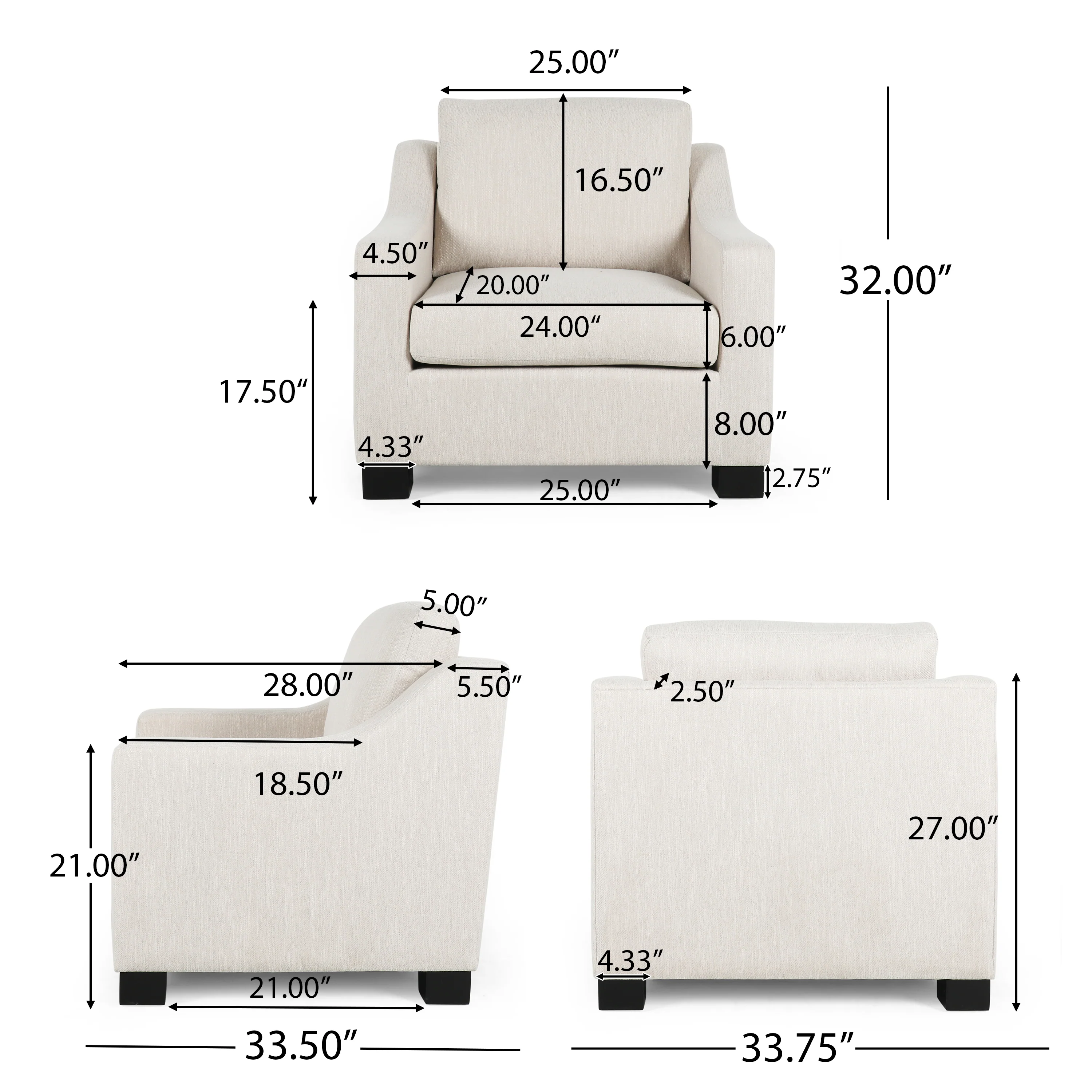 Quran Contemporary Fabric Club Chair - furnishings