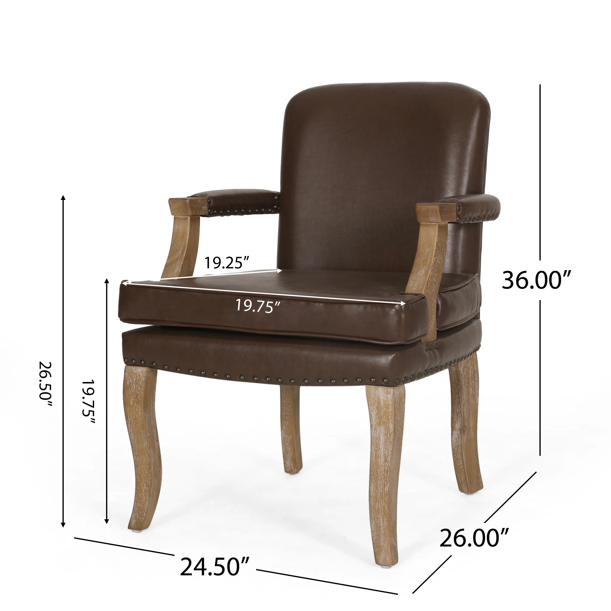 Tim French Country Dining Arm Chair with Nailhead Trim, Set of 2 - furnishings