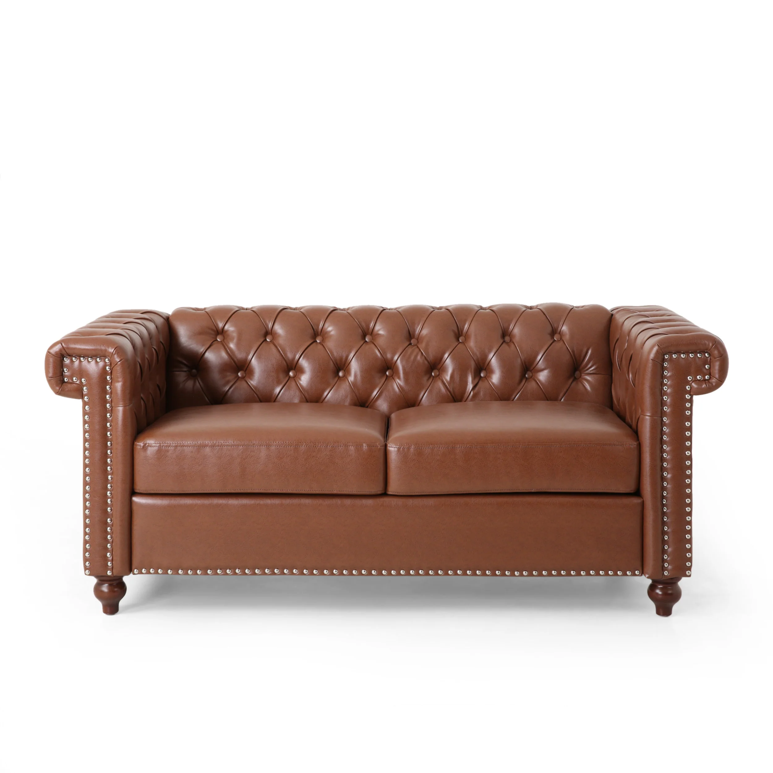 Timber Modern Glam Tufted Loveseat with Nailhead Trim - furnishings