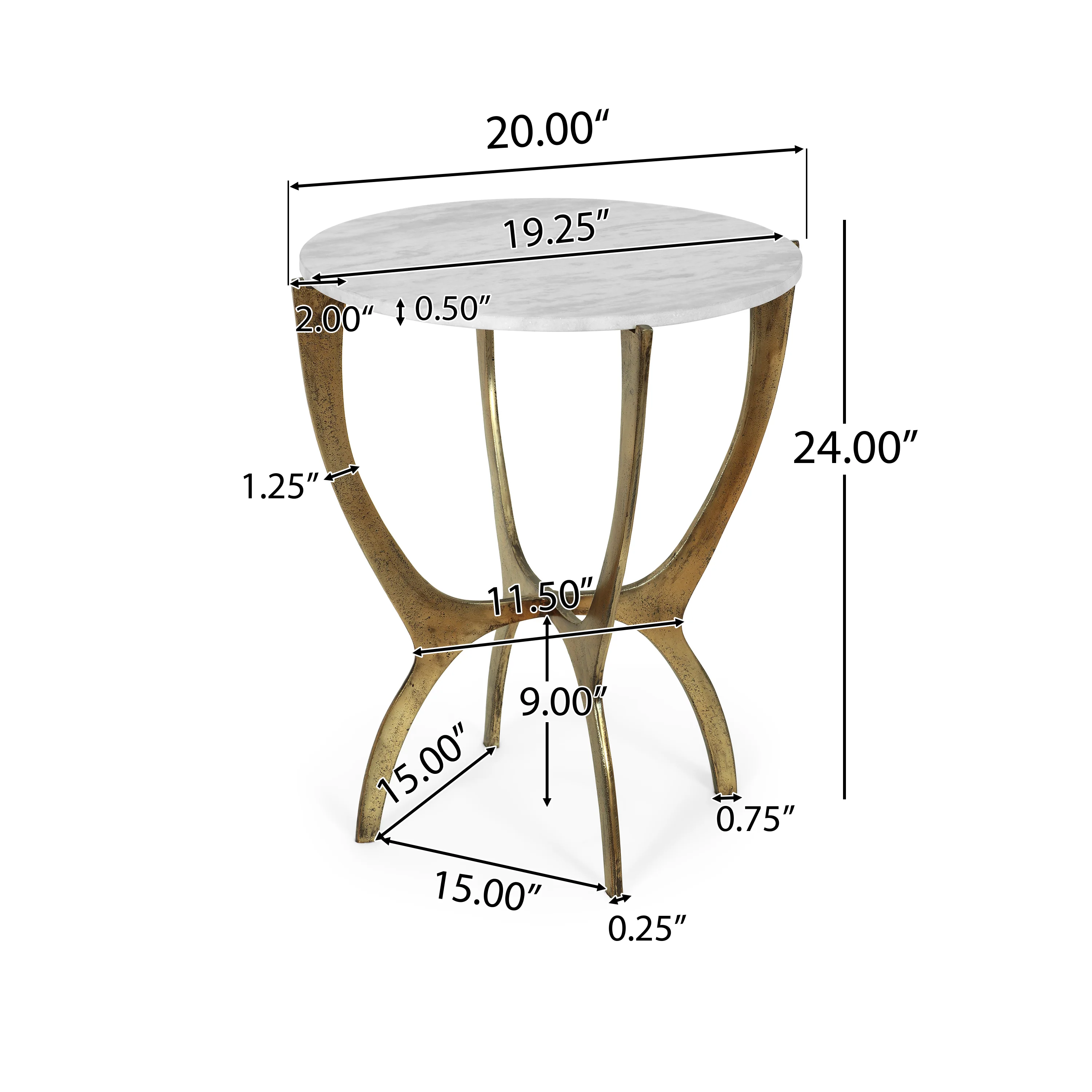 Elon Boho Glam Handcrafted Marble Top Side Table - furnishings