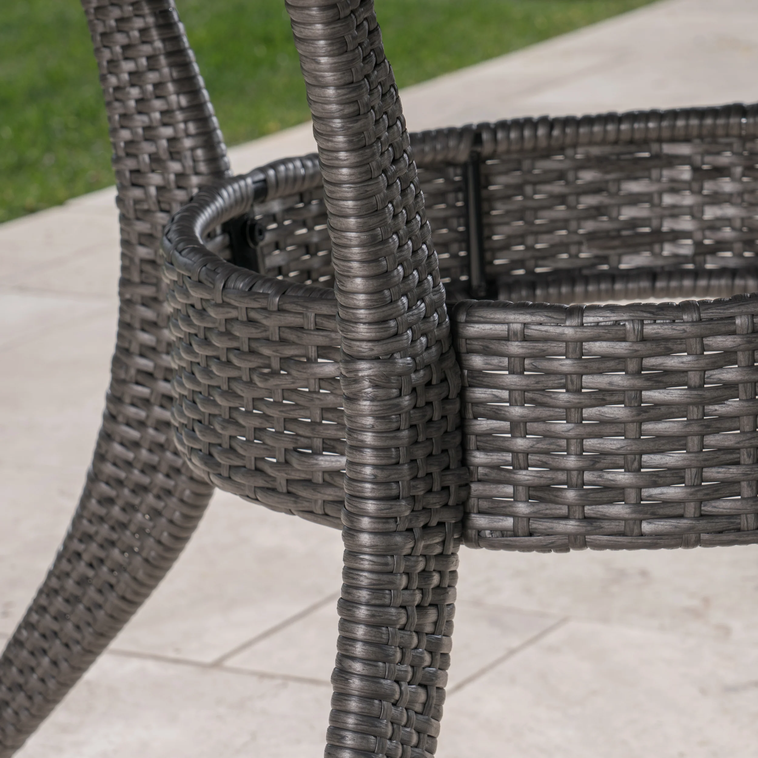 Basil Outdoor 7 Piece Wicker Hexagon Dining Set with Stacking Chairs - furnishings