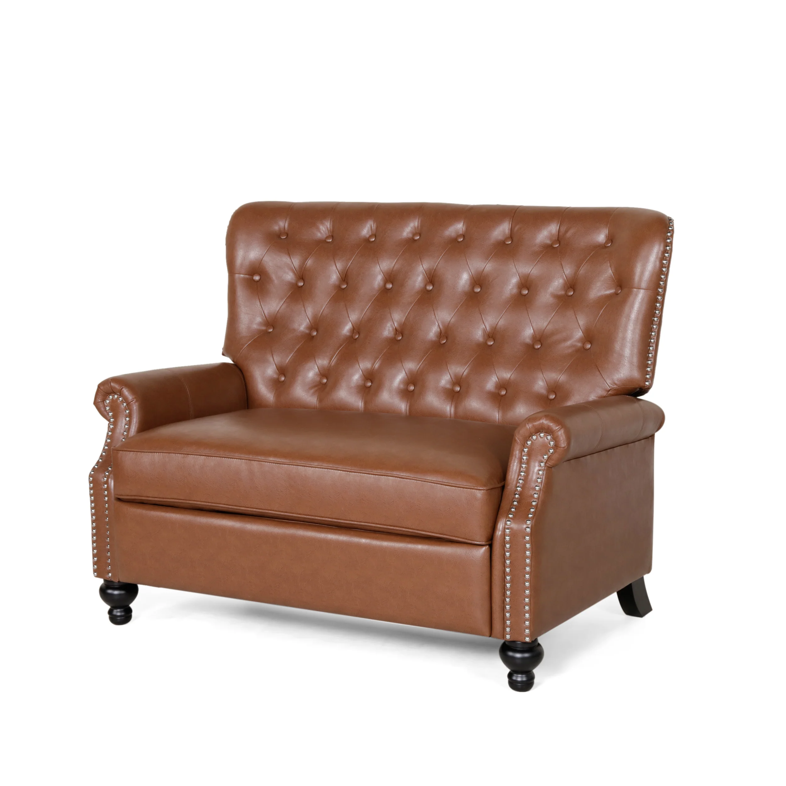 Belknap Contemporary Faux Leather Tufted Oversized Recliner with Nailhead Trim - furnishings