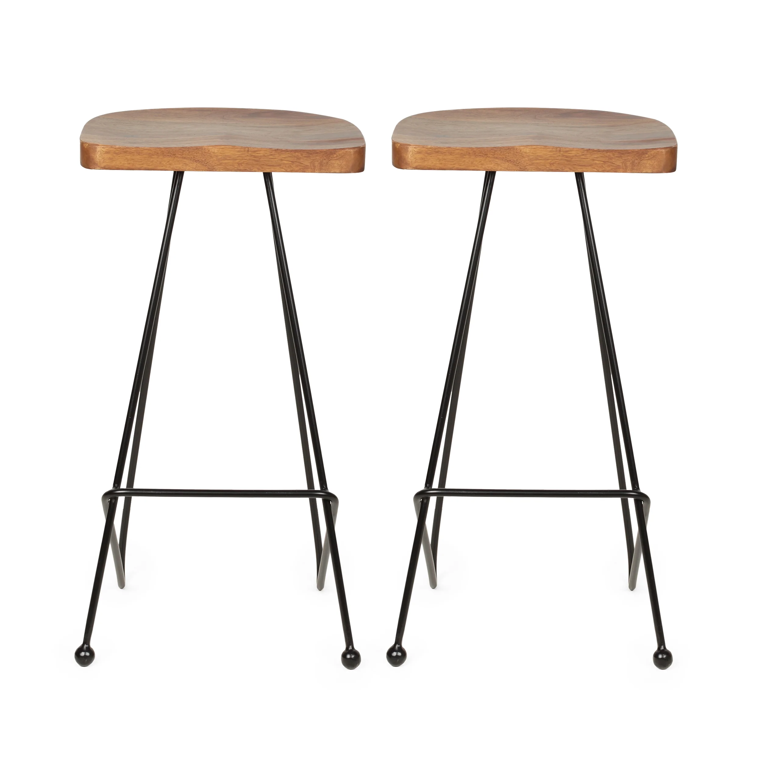 Govan Handcrafted Modern Industrial Wood Bar Stools (Set of 2) - furnishings