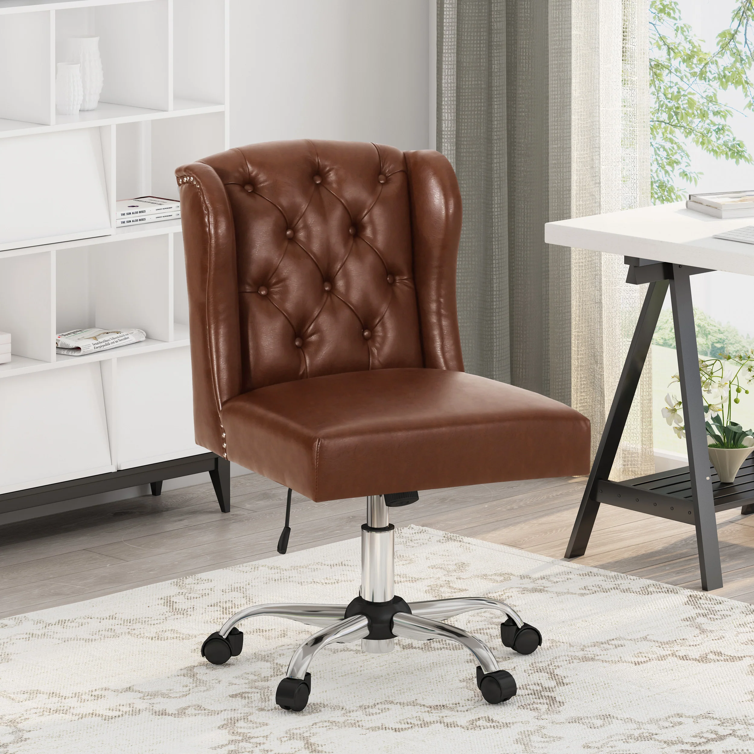 Amar Contemporary Wingback Tufted Swivel Office Chair - furnishings