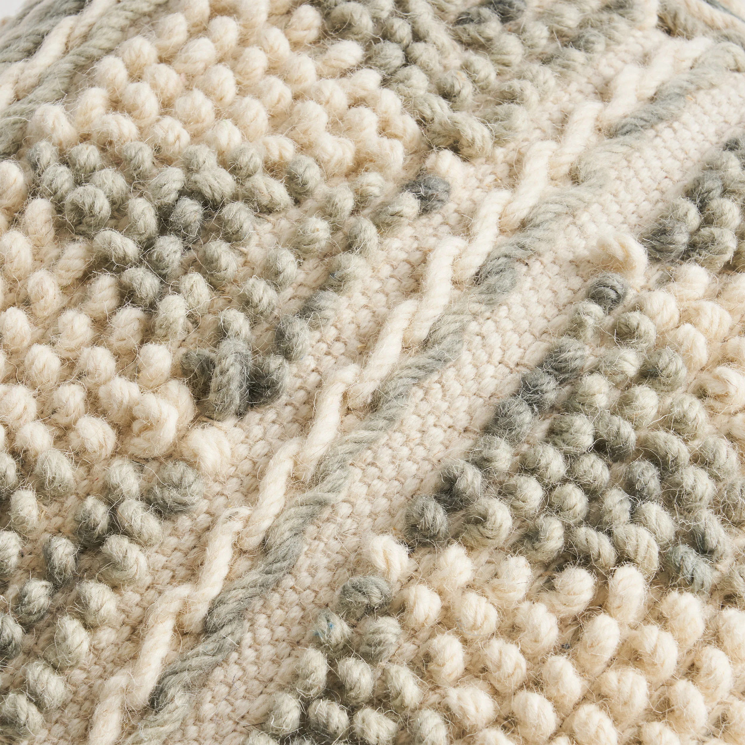 Rosalin Boho Wool and Cotton Ottoman Pouf - furnishings