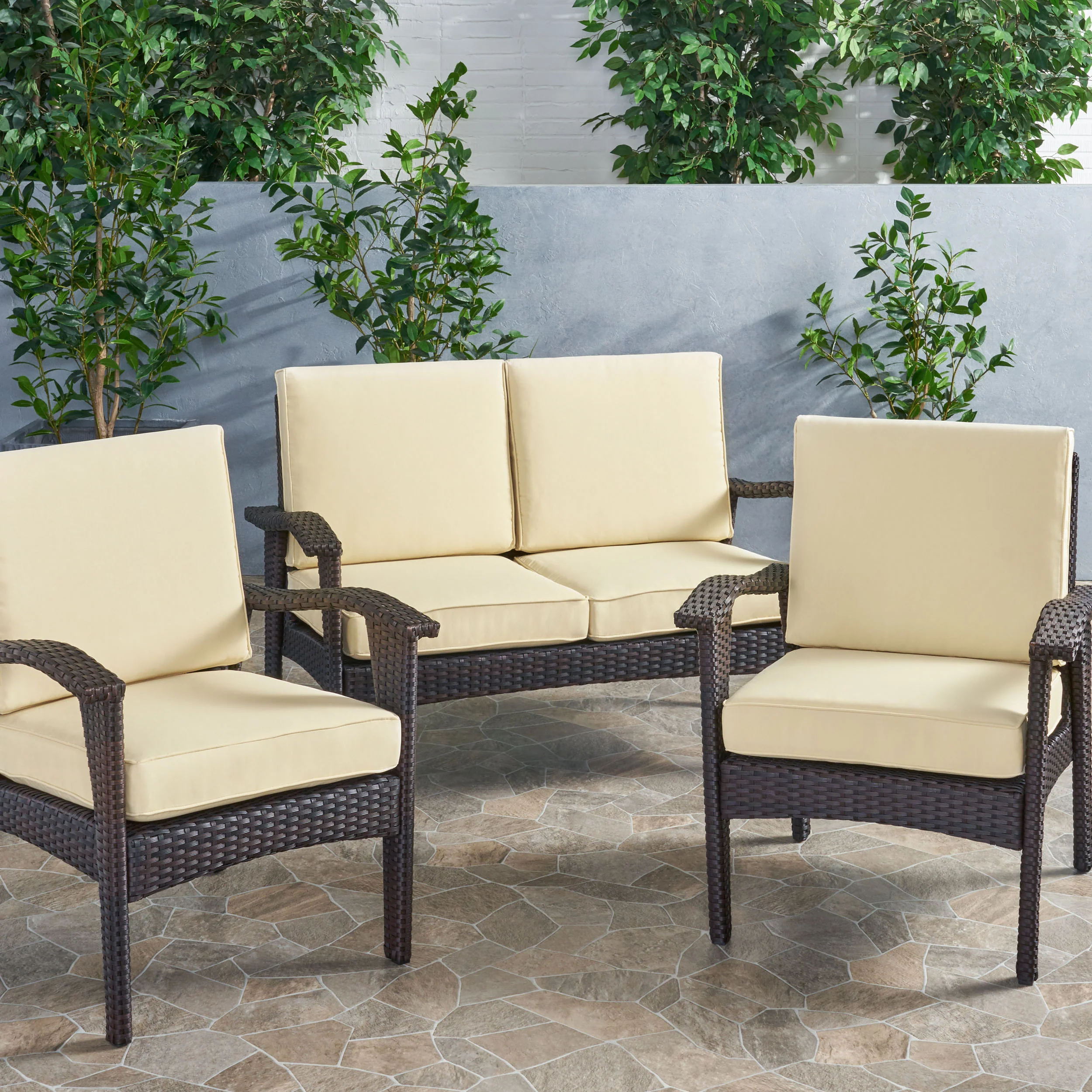 Atiyah Outdoor Water Resistant Fabric Loveseat and Club Chair Cushions - furnishings