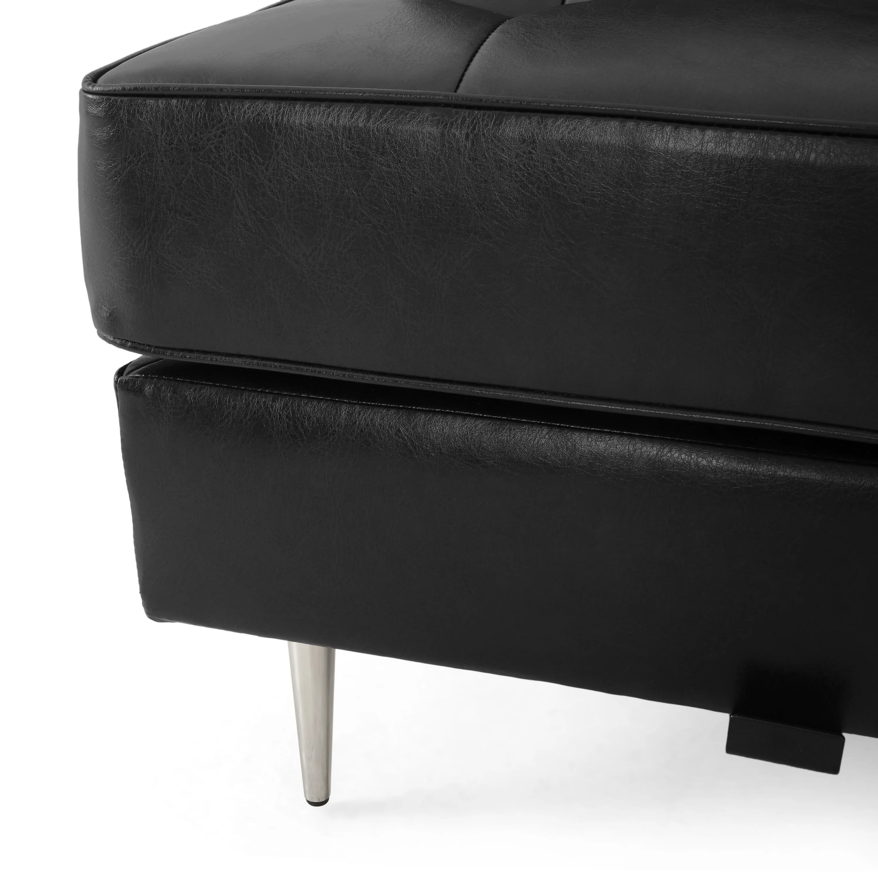 Goliath Contemporary Faux Leather Tufted 5 Seater Sectional Sofa Set - furnishings