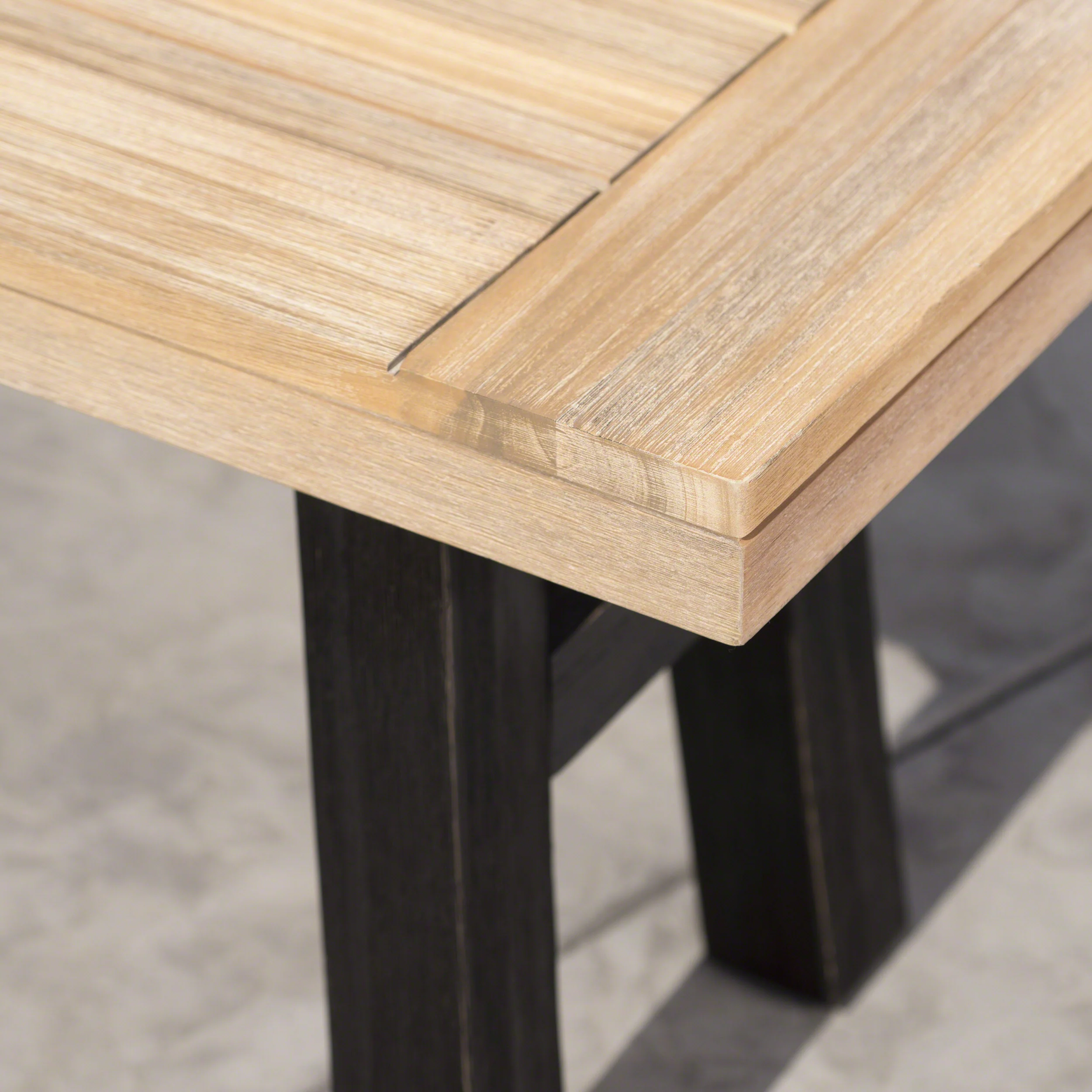 Kirk Outdoor Brushed Gray Acacia Wood Dining Bench - furnishings