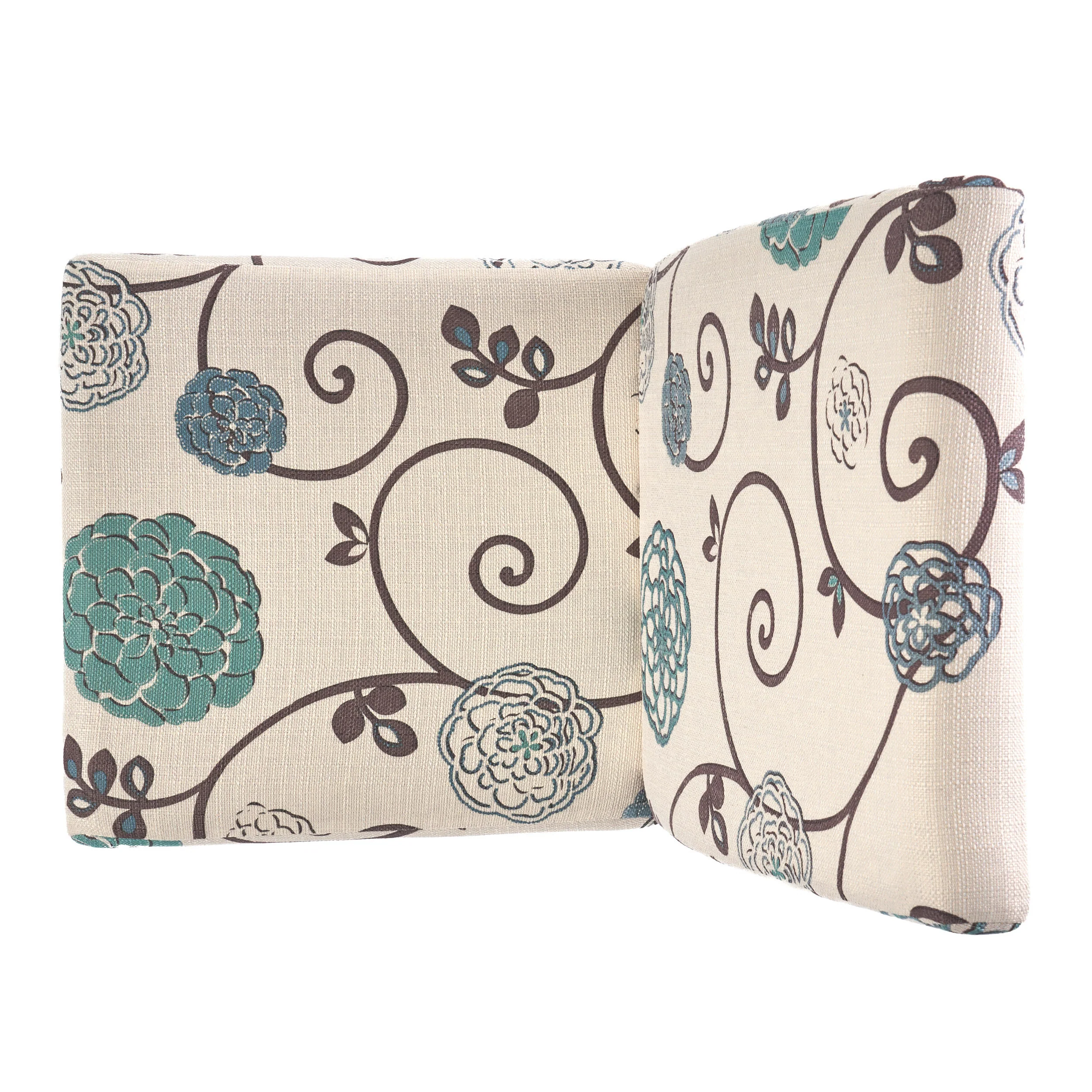 Percival White and Blue Floral Fabric Dining Chair, Set of 2 - furnishings