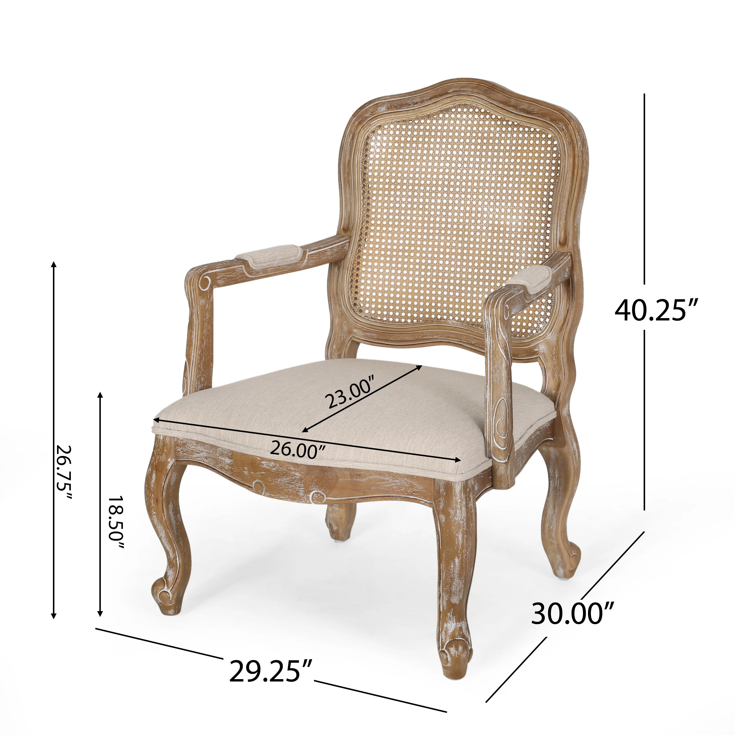 Absaroka French Country Fabric Upholstered Wood and Cane 5 Piece Circular Dining Set - furnishings