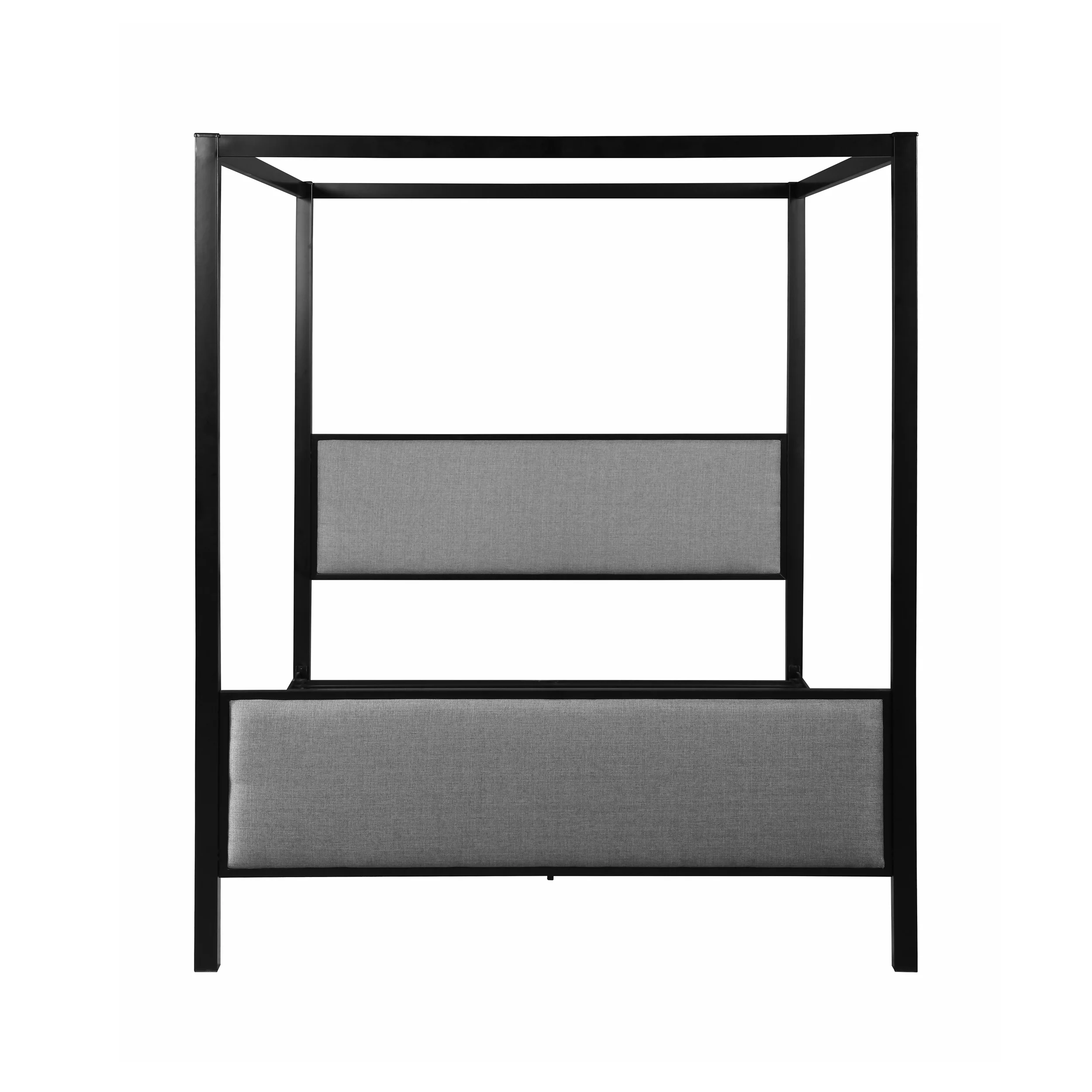 Kama Traditional Fabric Canopy Queen Bed with Iron Frame - furnishings