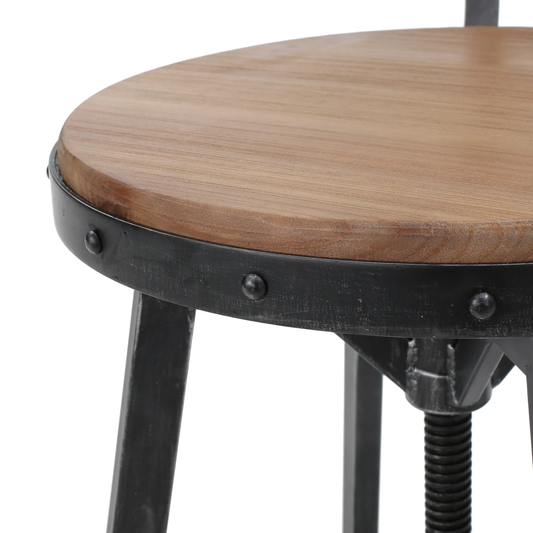 Poe Black Brush Silver Firwood Adjustable Barstool - furnishings