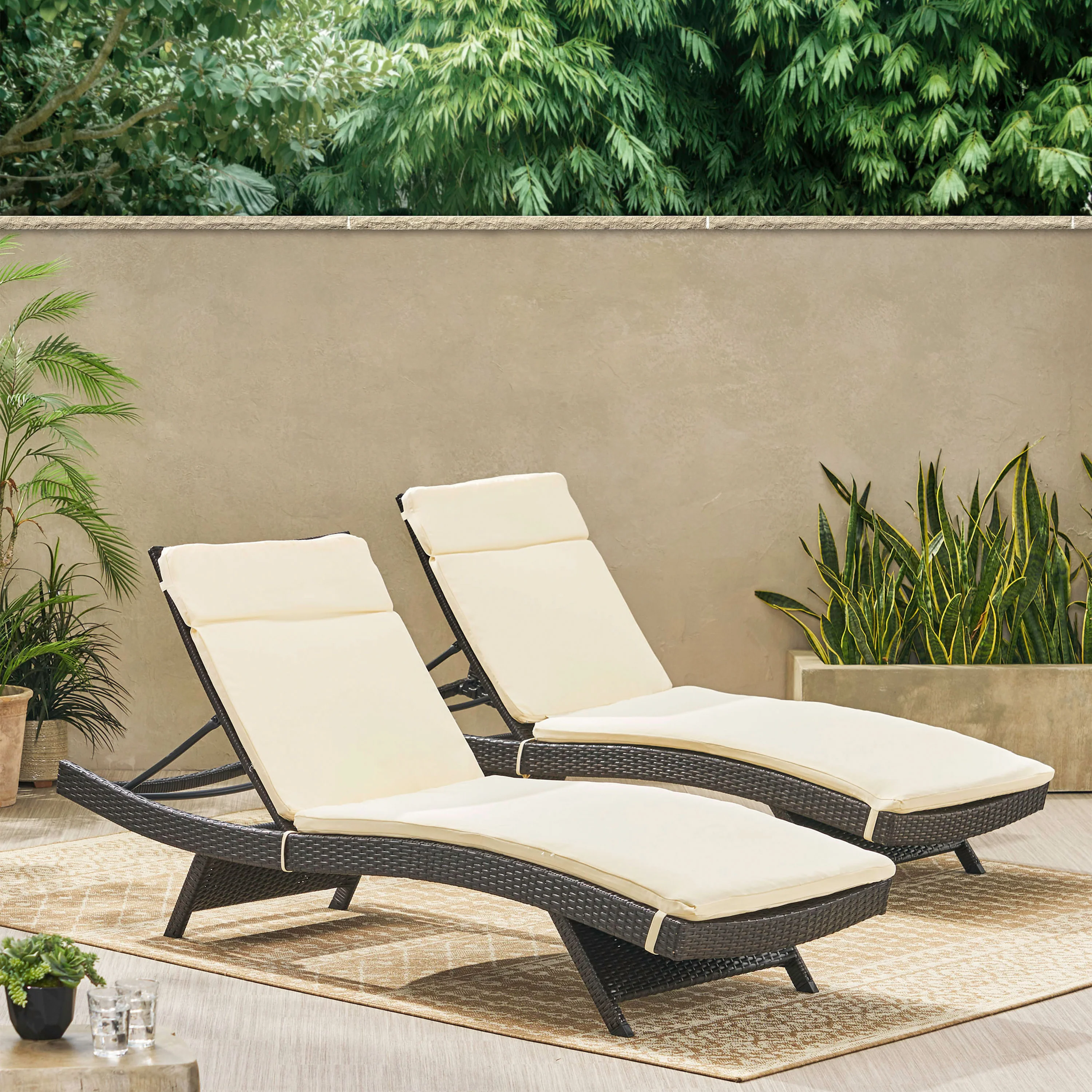 Albany Outdoor Water-Resistant Fabric Chaise Lounge Cushions (Set of 2) - furnishings