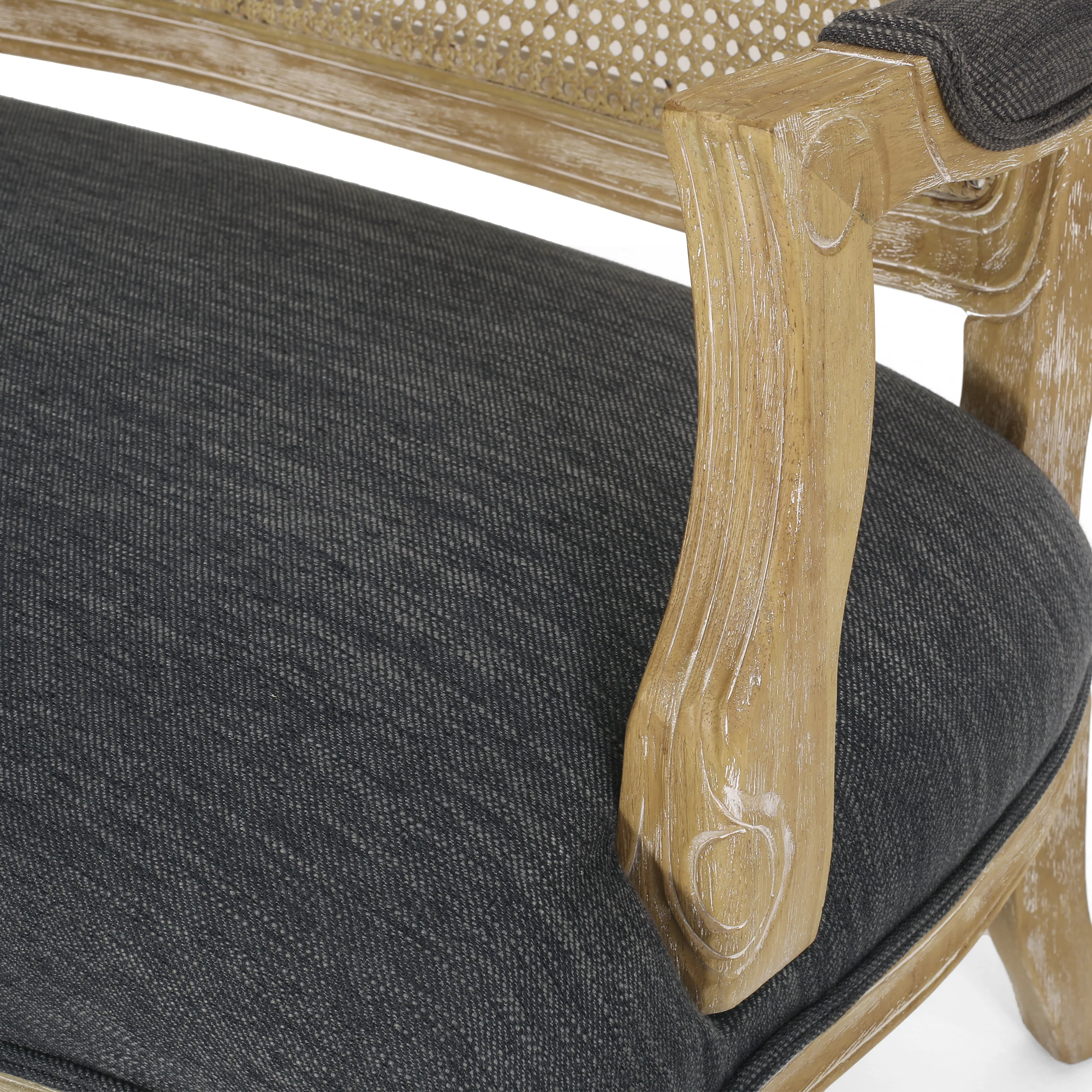 Wistar French Country Wood and Cane Loveseat - furnishings