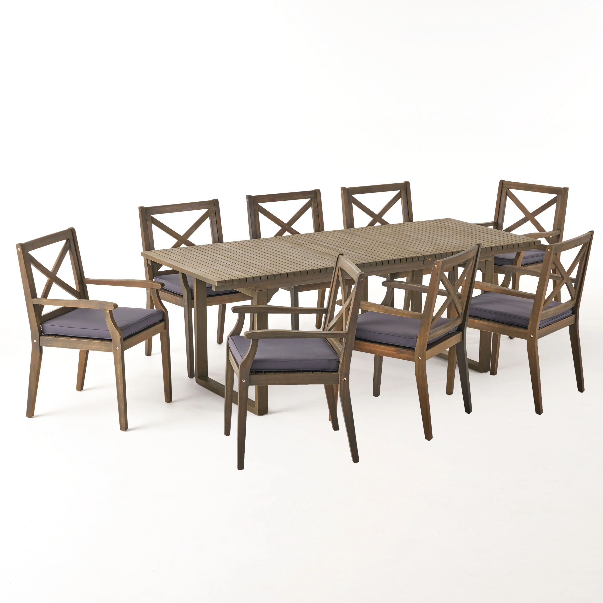 Estelle Outdoor 8 Seater Expandable Acacia Wood Dining Set - furnishings