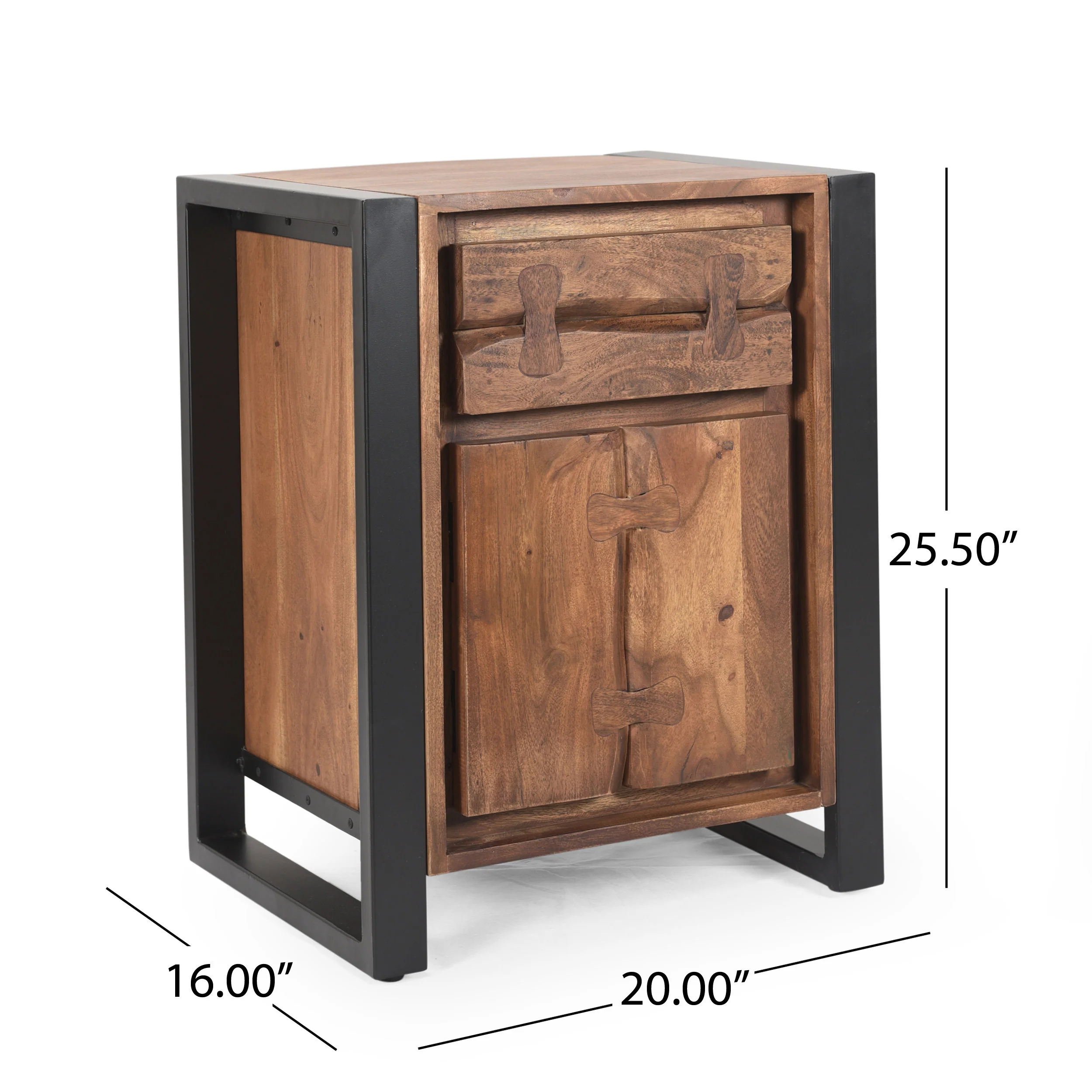 Raiya Handcrafted Boho Acacia Wood Cabinet - furnishings