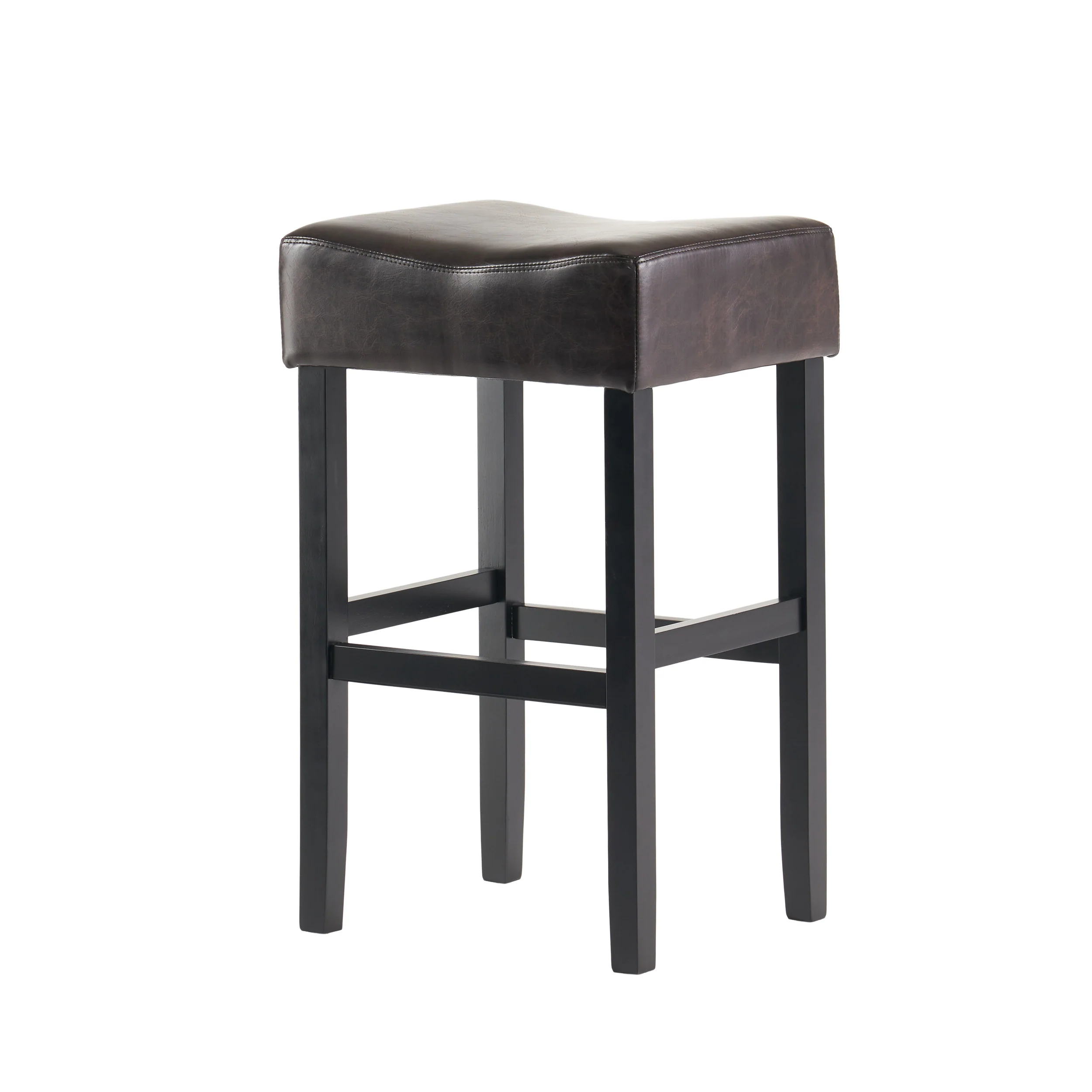Adler 30-Inch Brown Leather Backless Bar Stool (Set of 2) - furnishings