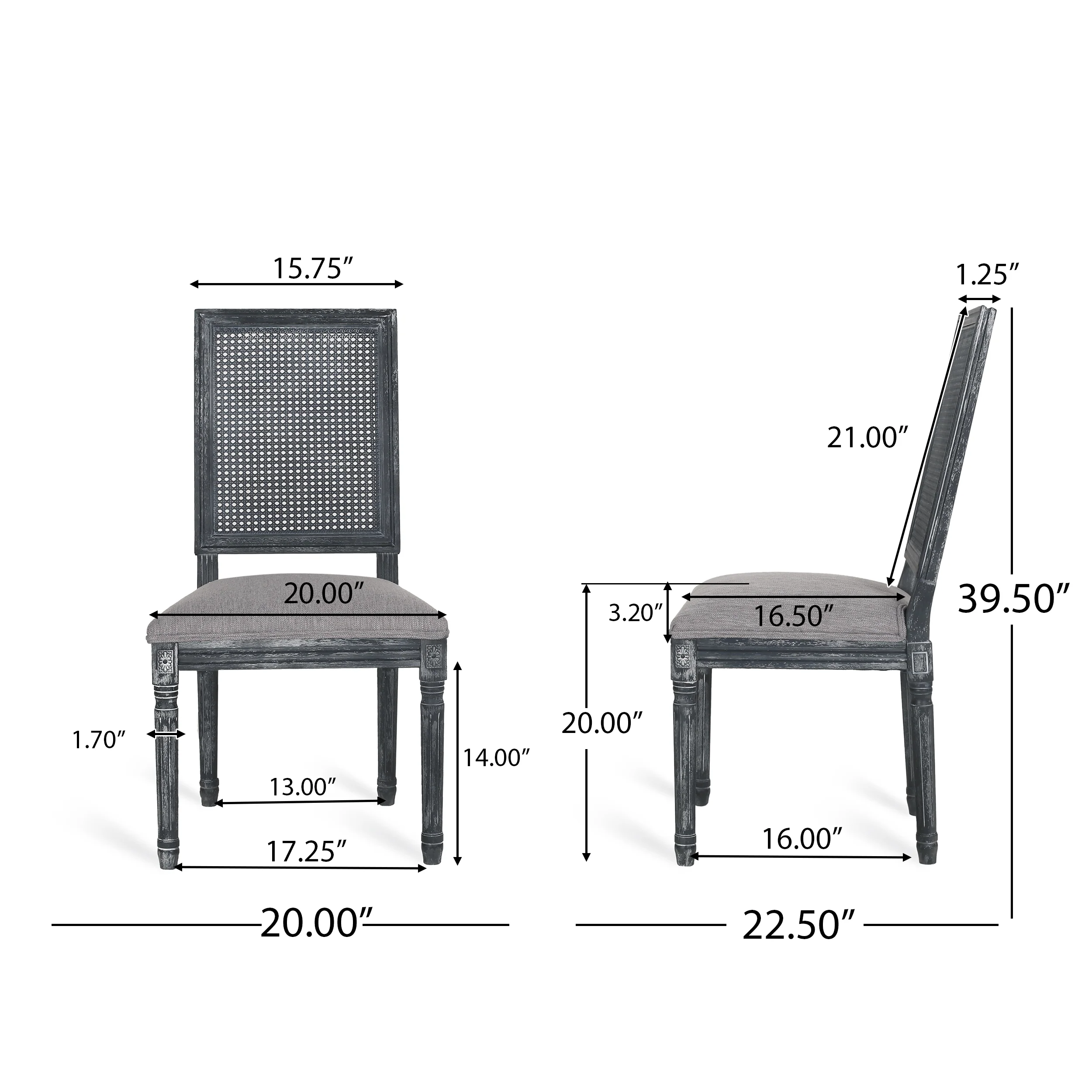 Brownell French Country Wood and Cane Upholstered Dining Chair, Set of 2 - furnishings