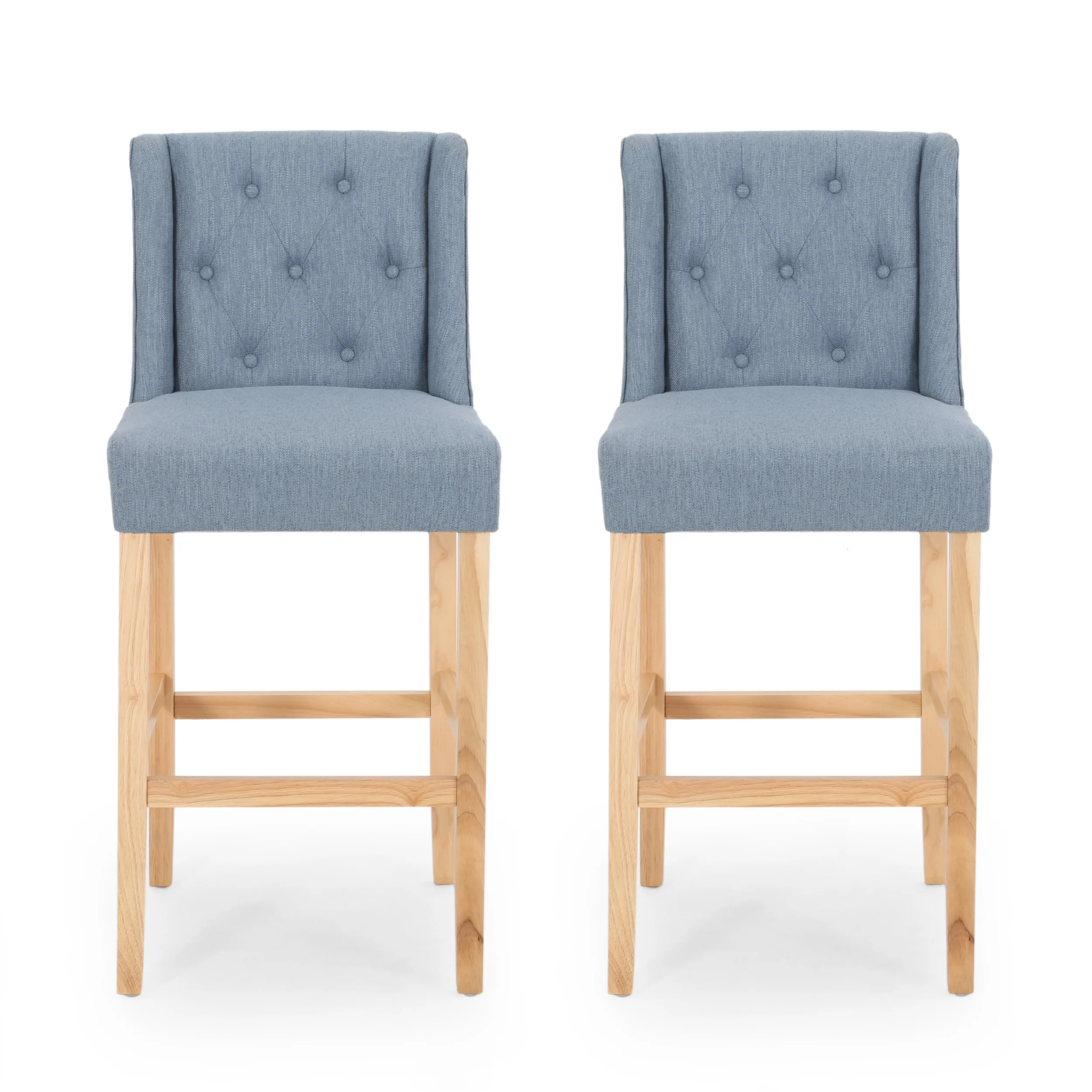 Zaydrian Button Tufted Fabric Wingback Bar Stool (Set of 2) - furnishings