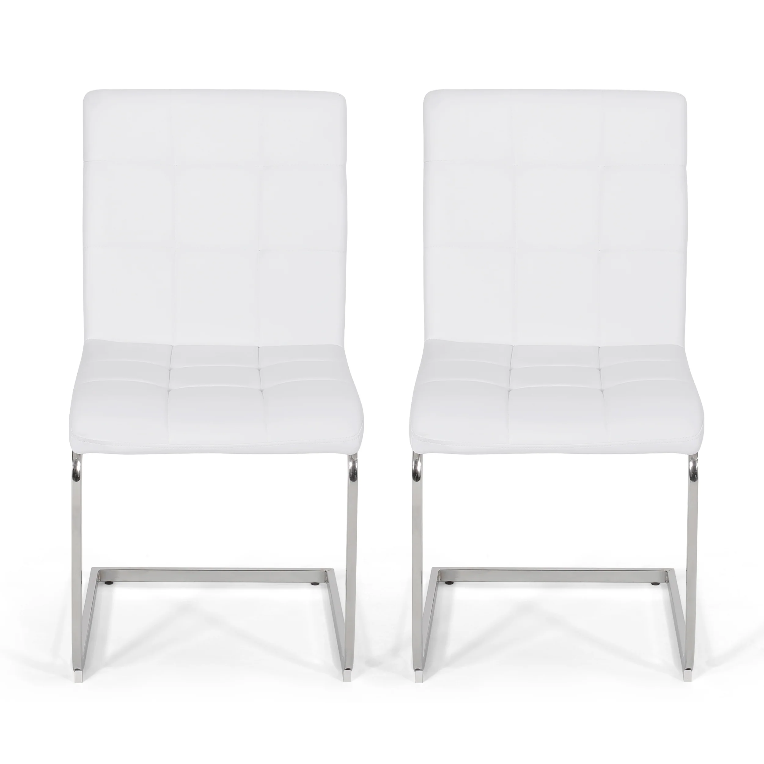 Benner Modern Upholstered Waffle Stitch Dining Chairs, Set of 2 - furnishings