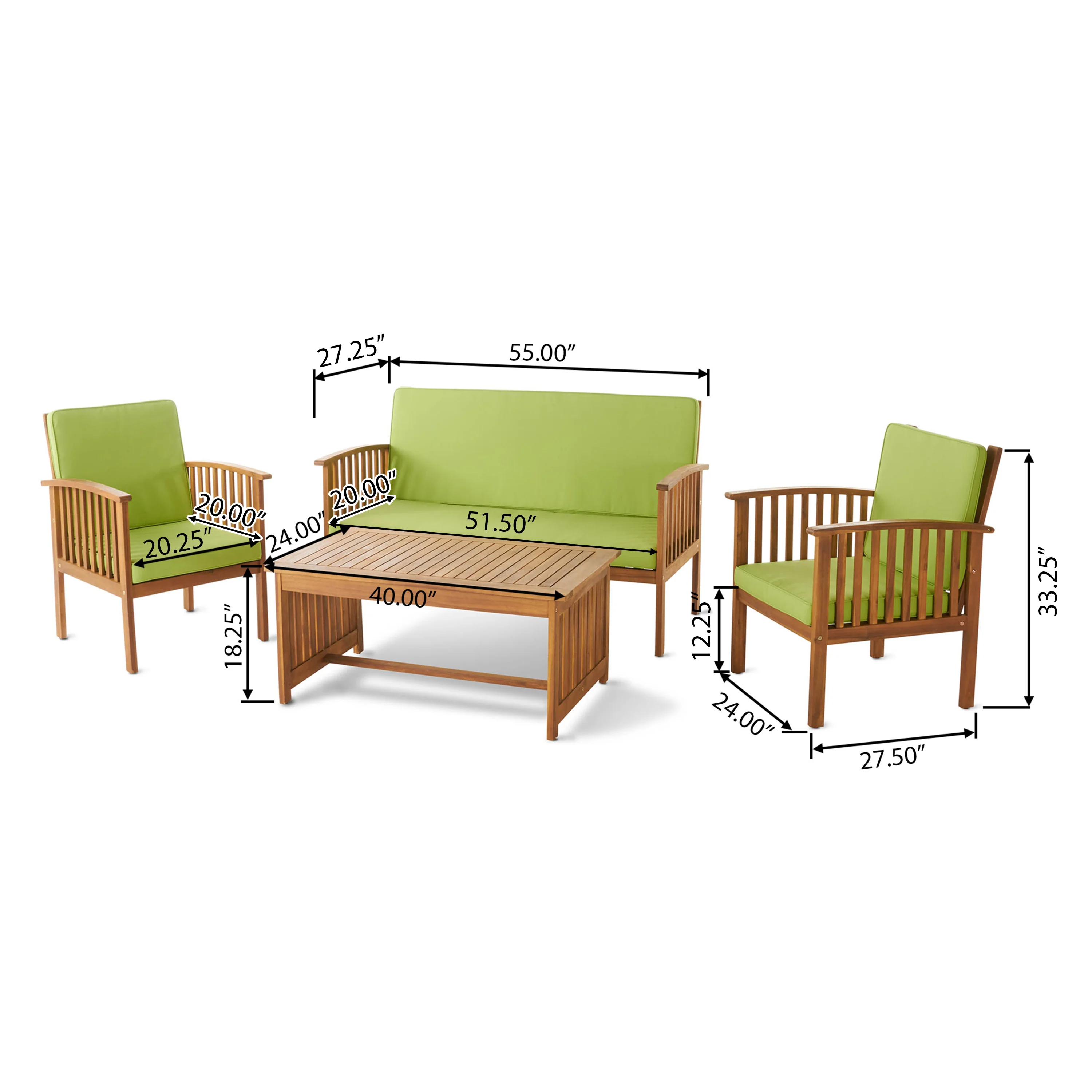 Cape Town Acacia Wood Outdoor Sofa Set - furnishings