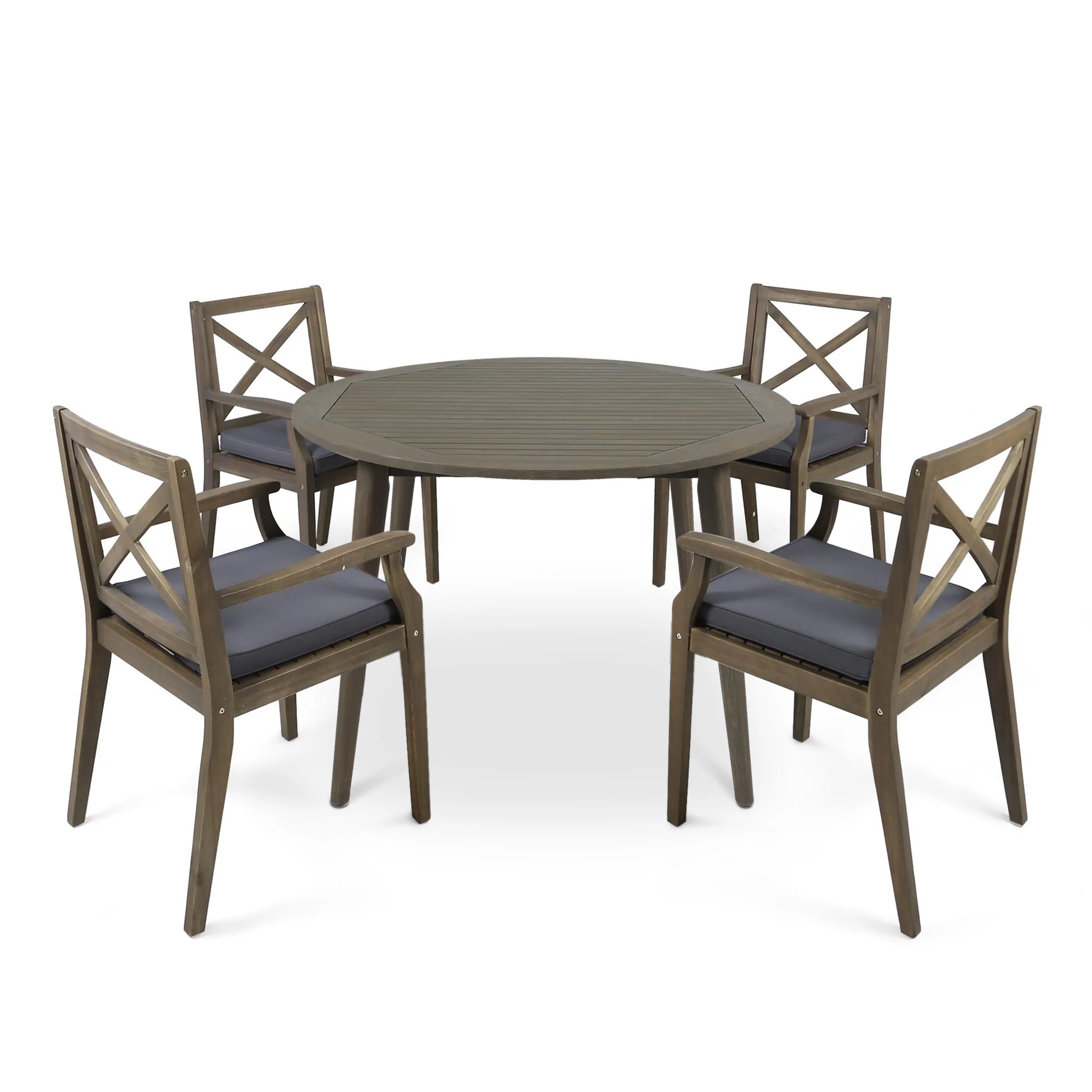 Jenson Outdoor 5 Piece Acacia Wood Dining Set with Cushions - furnishings