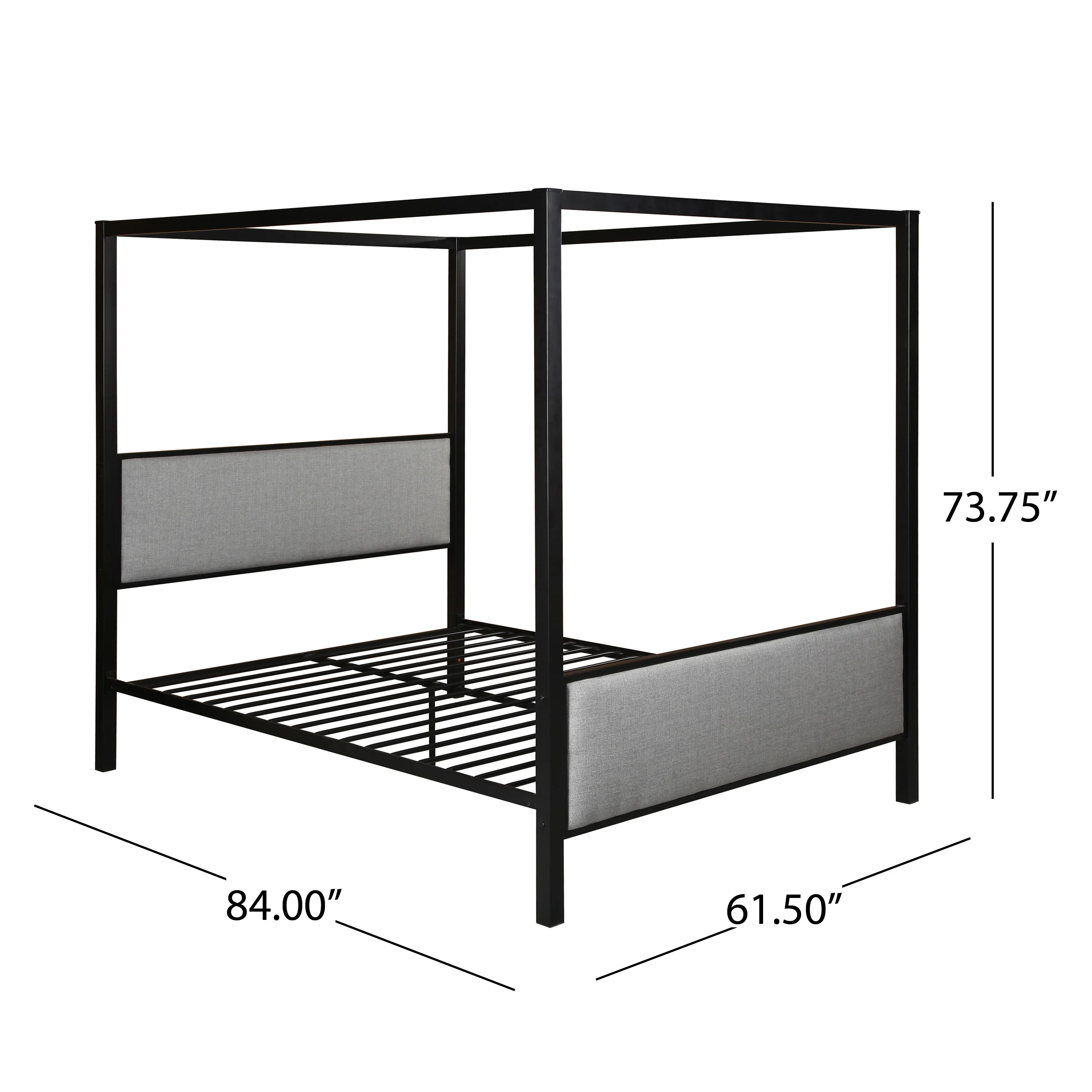 Kama Traditional Fabric Canopy Queen Bed with Iron Frame - furnishings