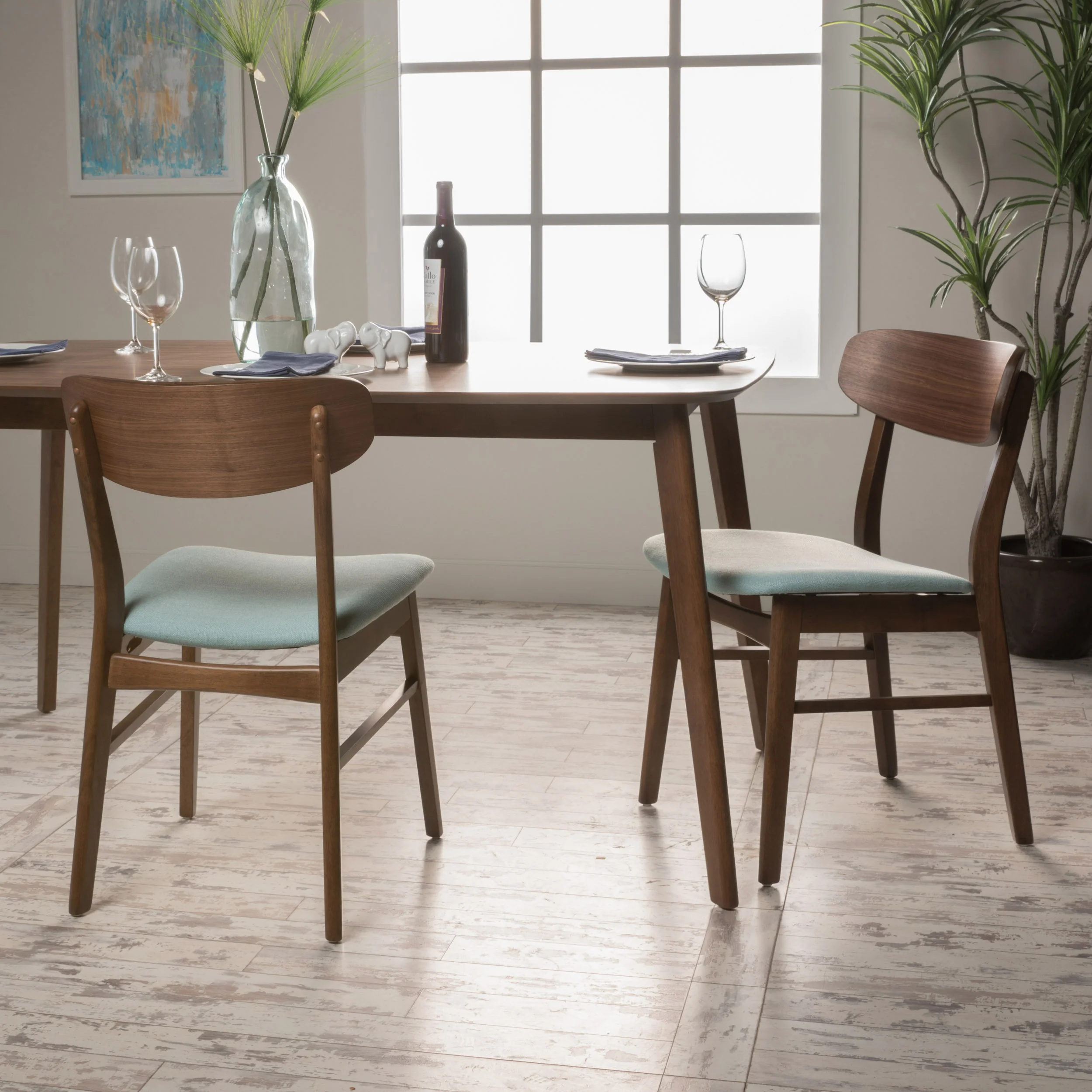 Lucille Fabric/ Wood Finish Dining Chair (Set of 2) - furnishings
