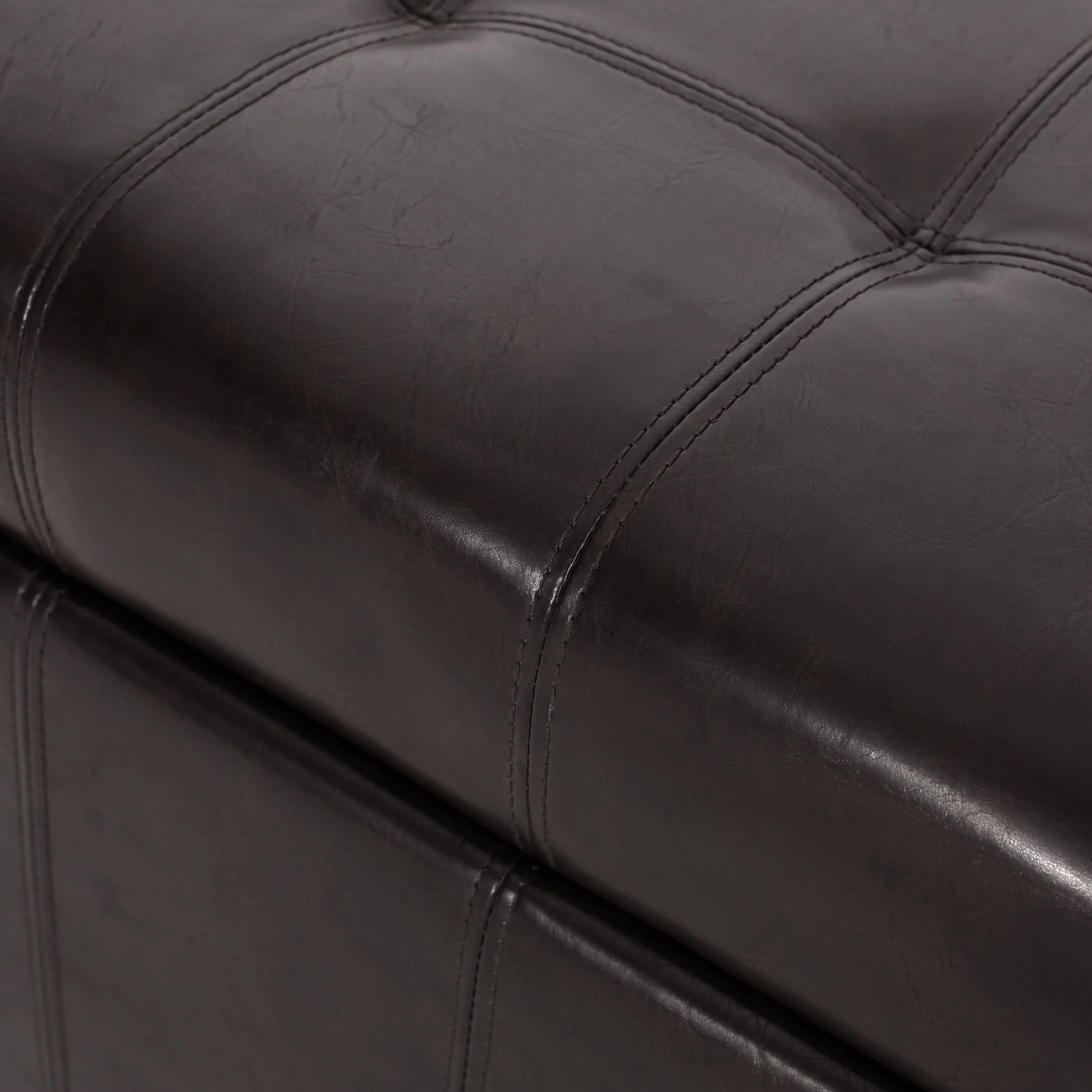Lyncorn Brown Bonded Leather Storage Ottoman - furnishings