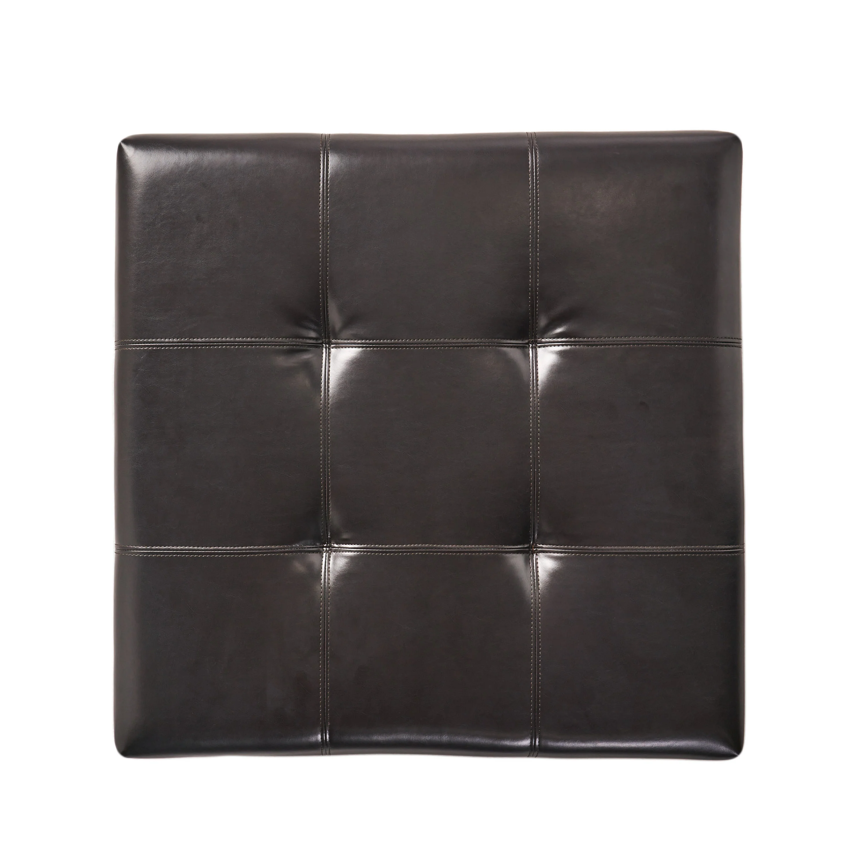 Boston Espresso Brown Tufted Leather Storage Ottoman Coffee Table - furnishings