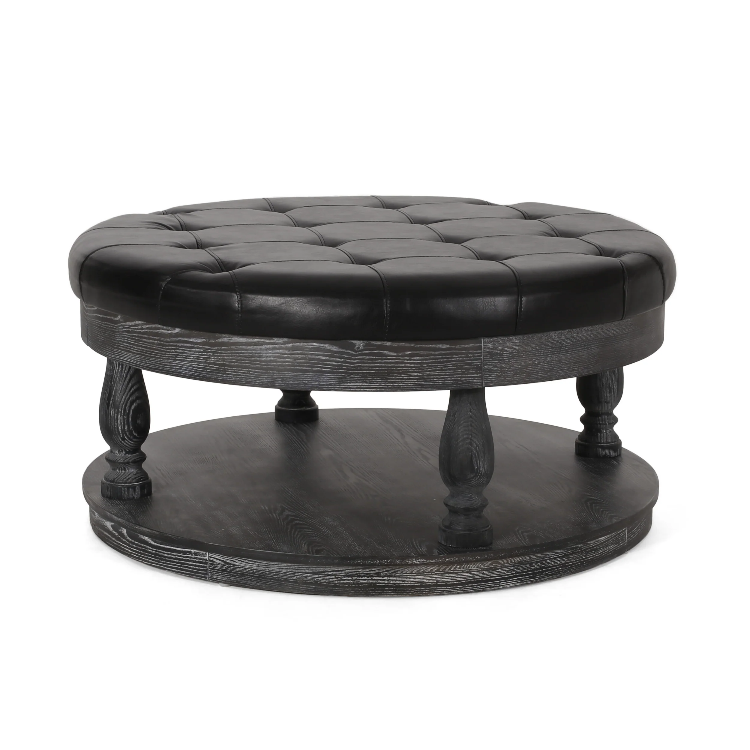 Andrue Contemporary Upholstered Round Ottoman - furnishings