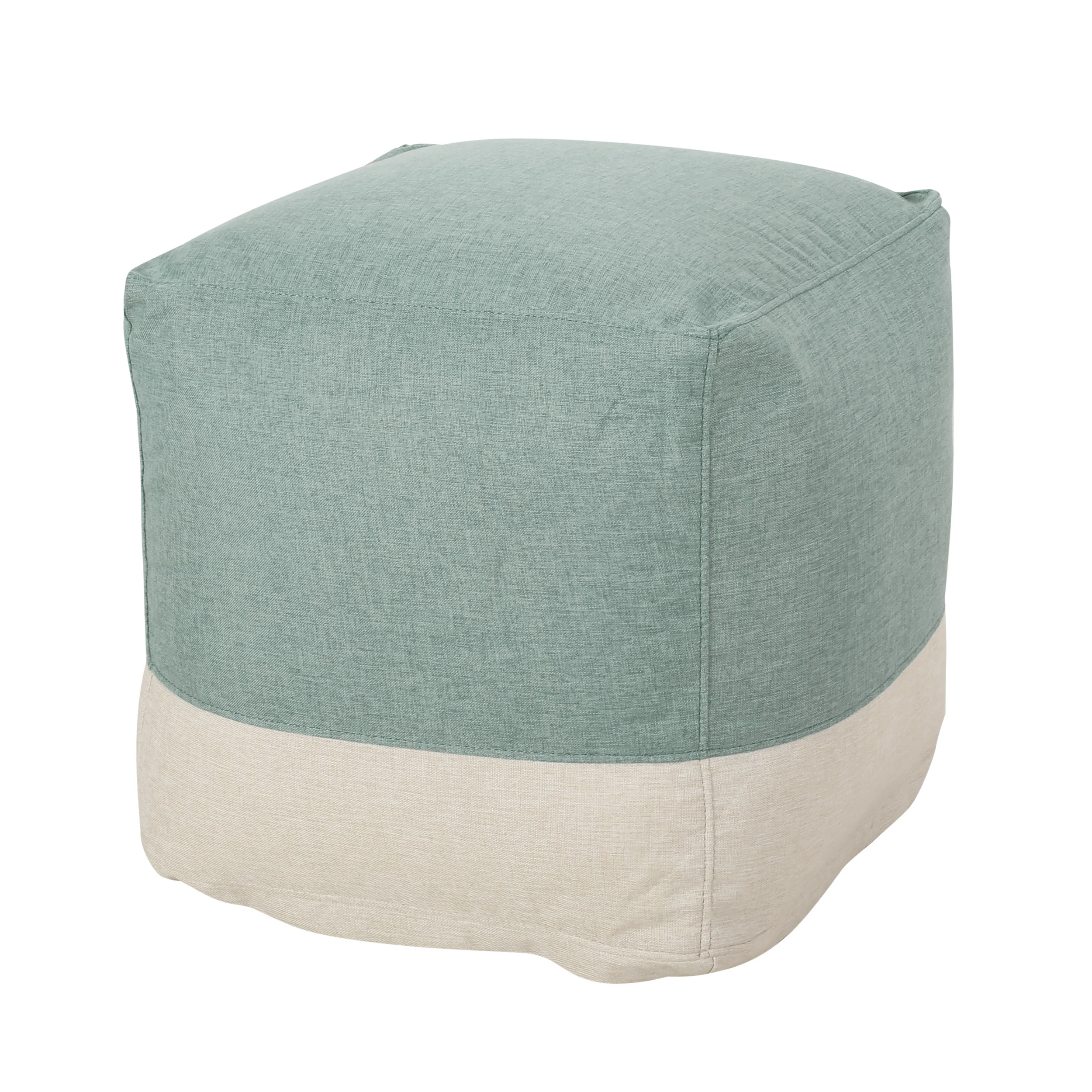 Punjab Tattnall Contemporary Two Tone Fabric Cube Pouf - furnishings