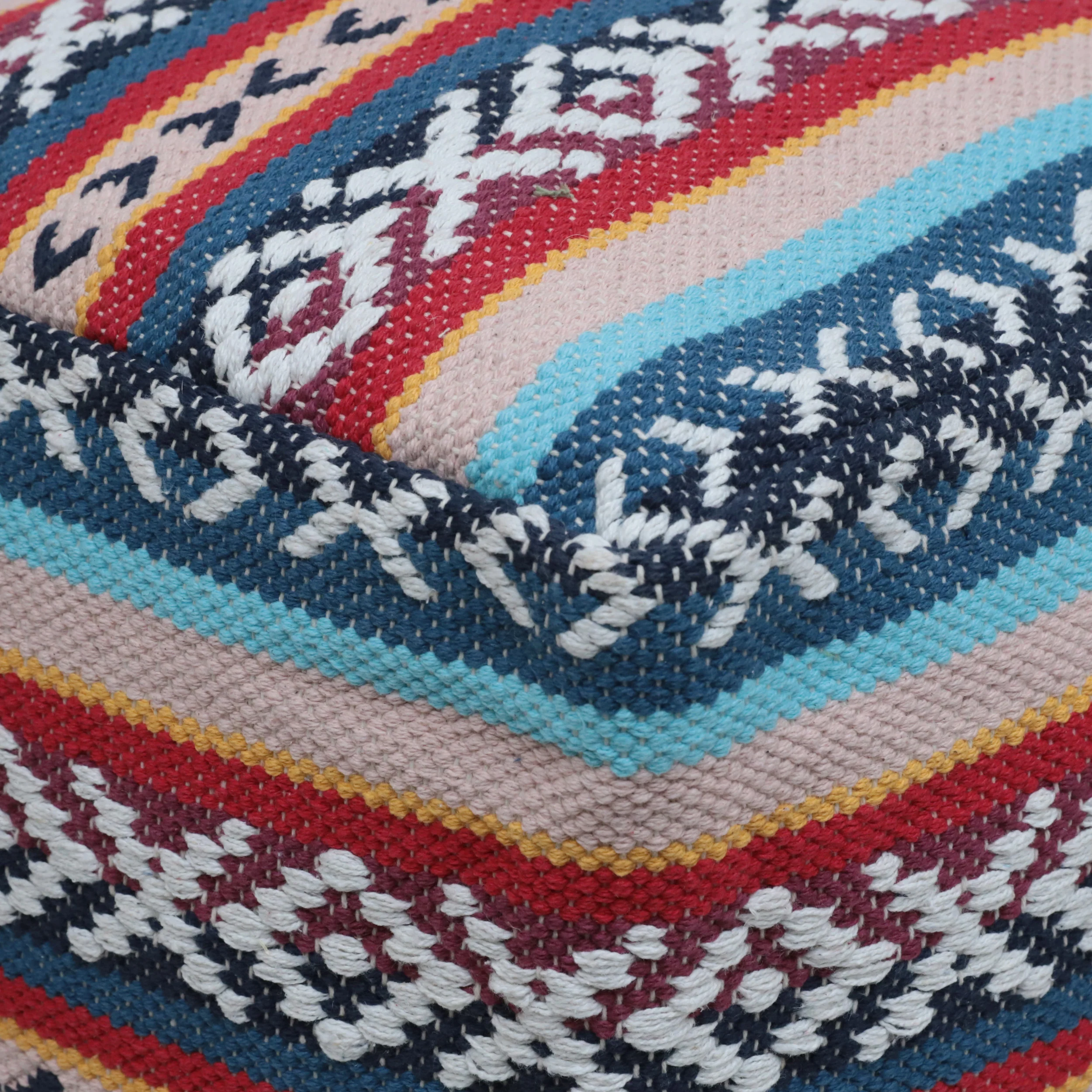 Hilliard Boho Handcrafted Peruvian Print Cube Pouf - furnishings