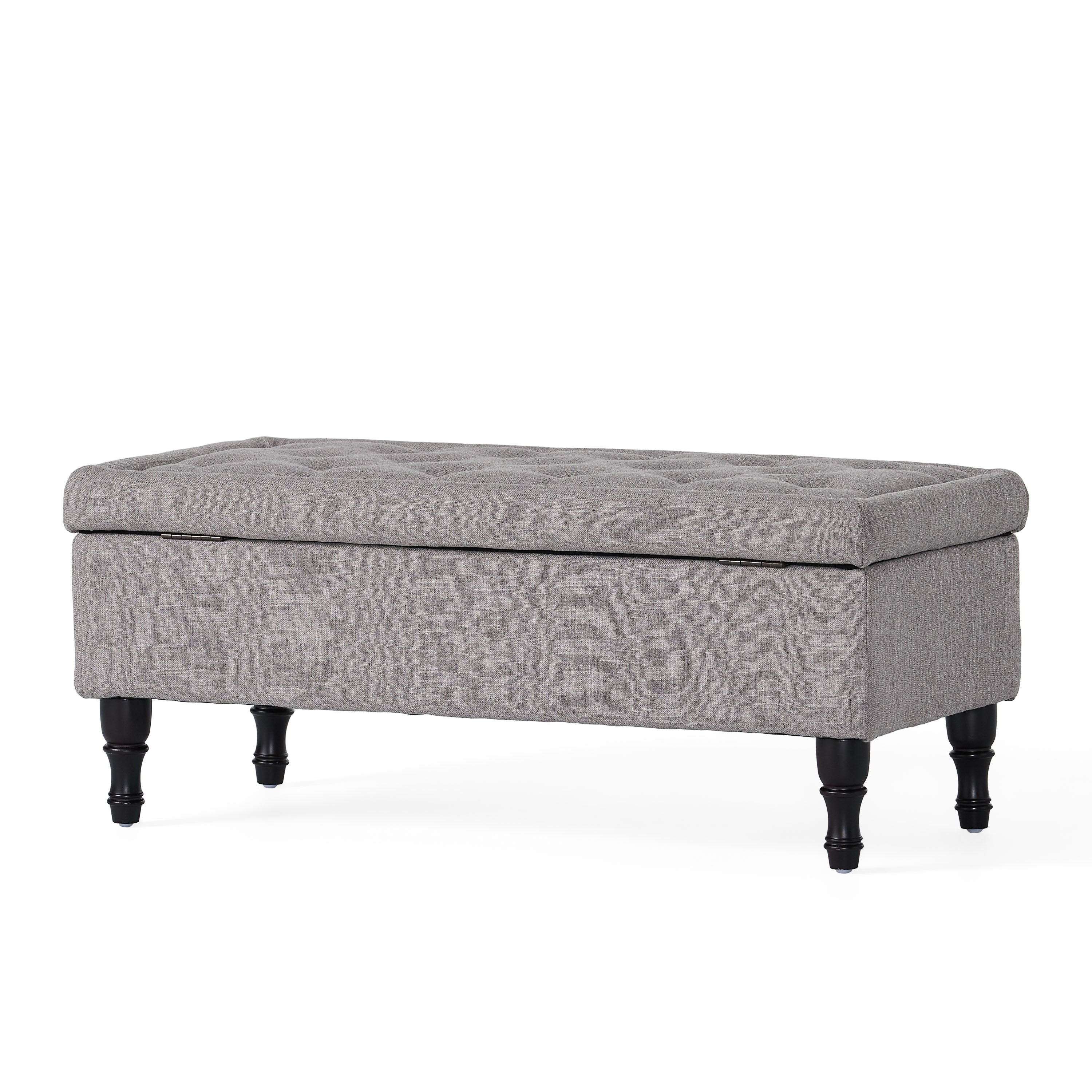 Logan Grey Fabric Storage Ottoman Bench - furnishings