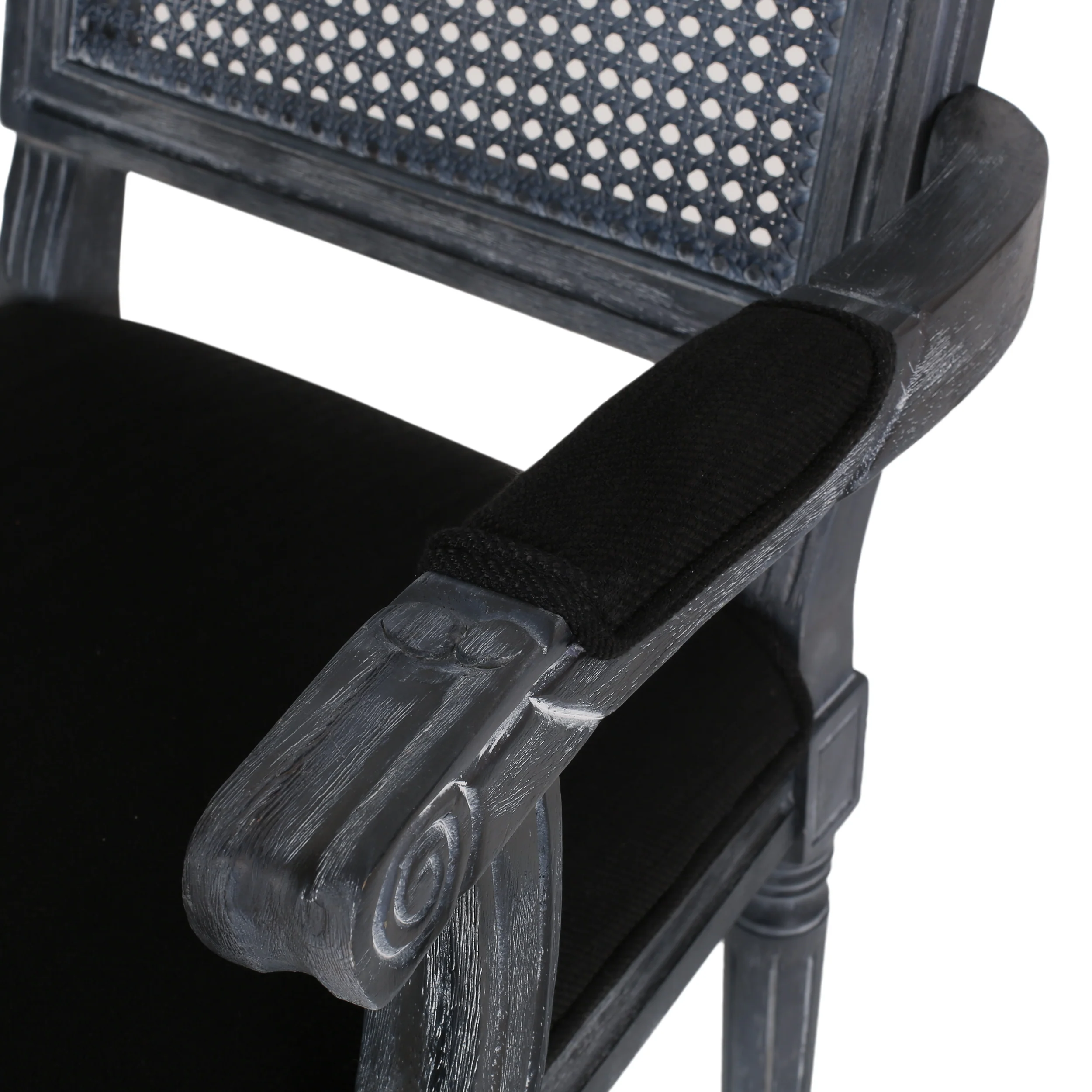 Regan French Country Fabric Upholstered Wood and Cane Expandable 7 Piece Dining Set - furnishings