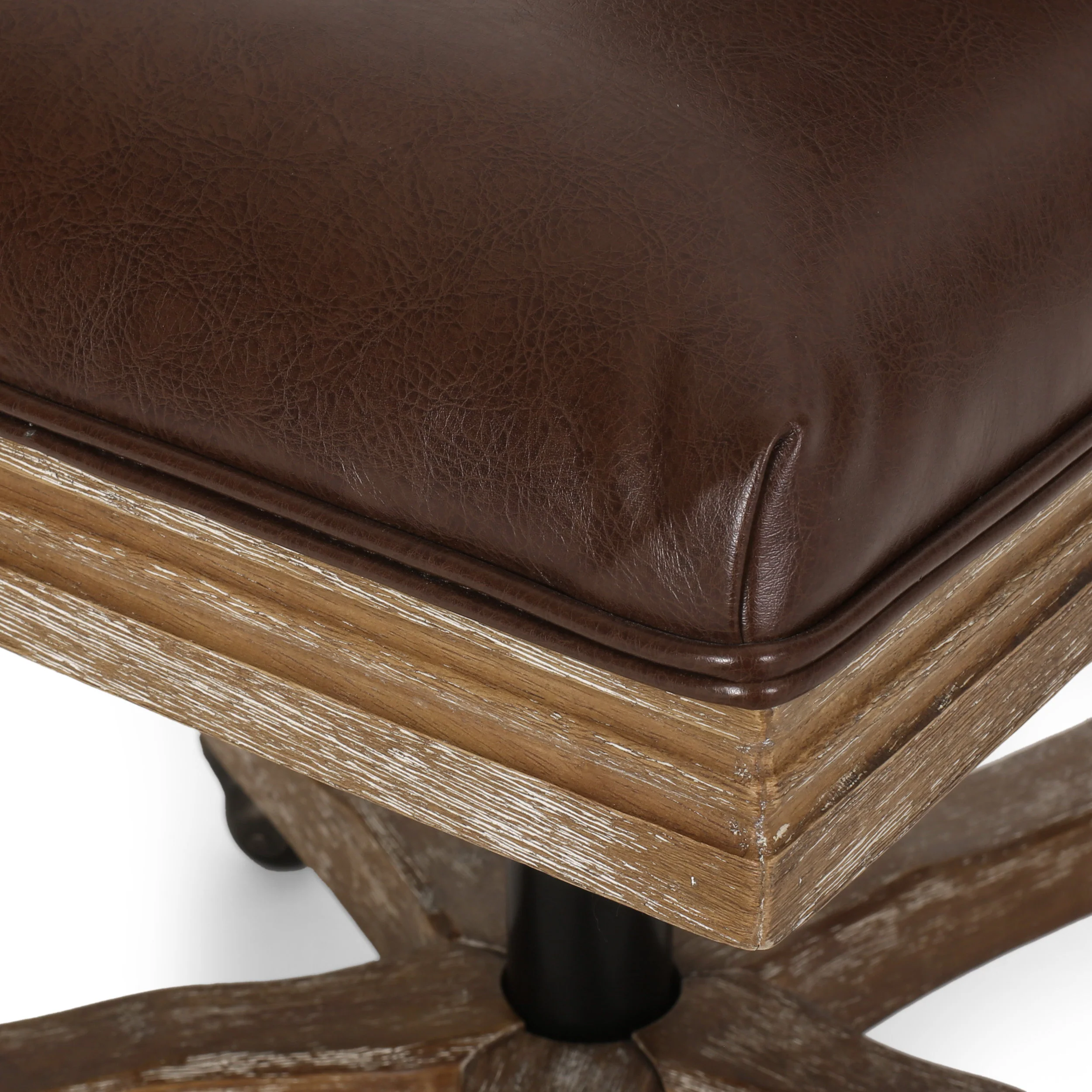McGillen Rustic Upholstered Swivel Office Chair - furnishings