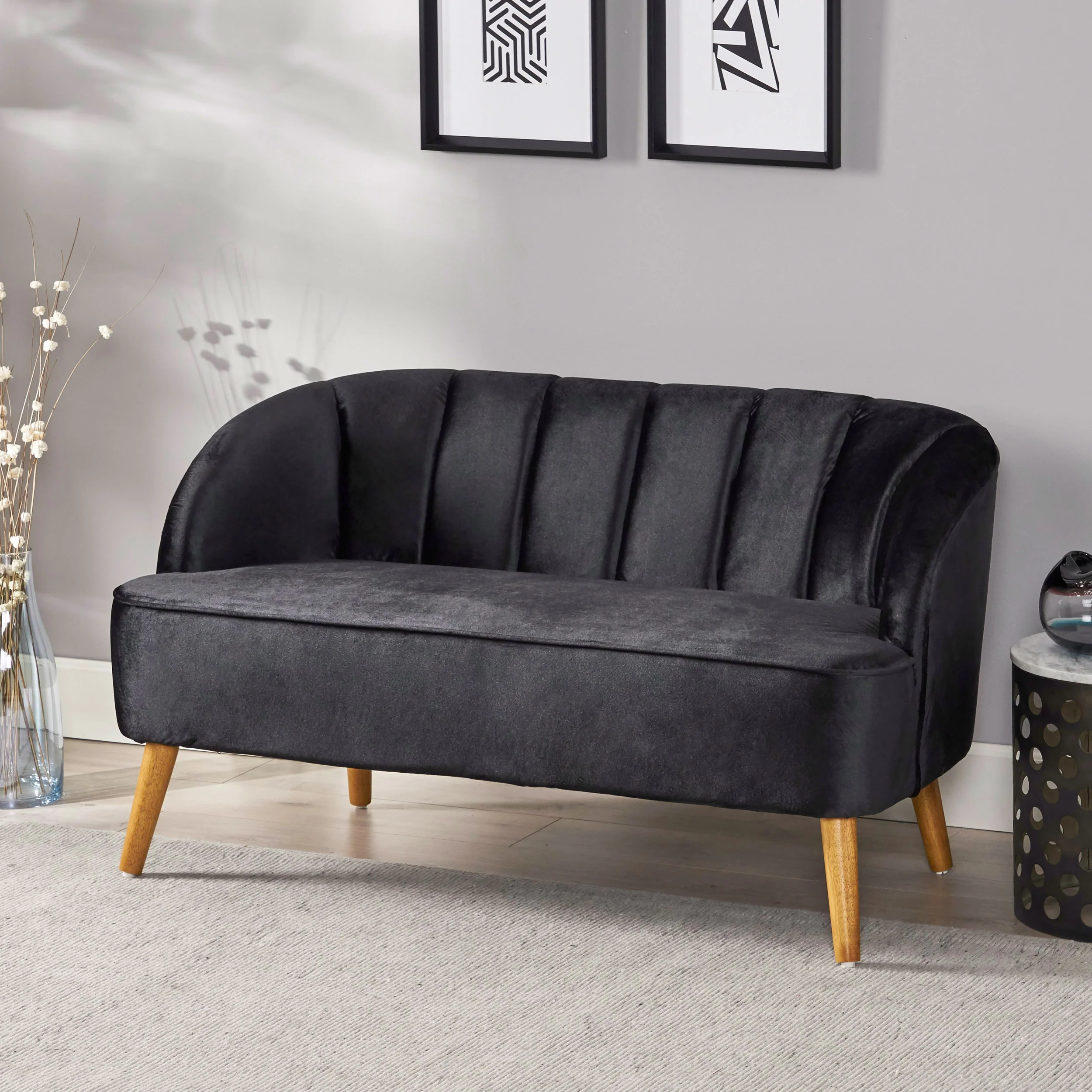 Scarlett Modern New Velvet Settee - furnishings