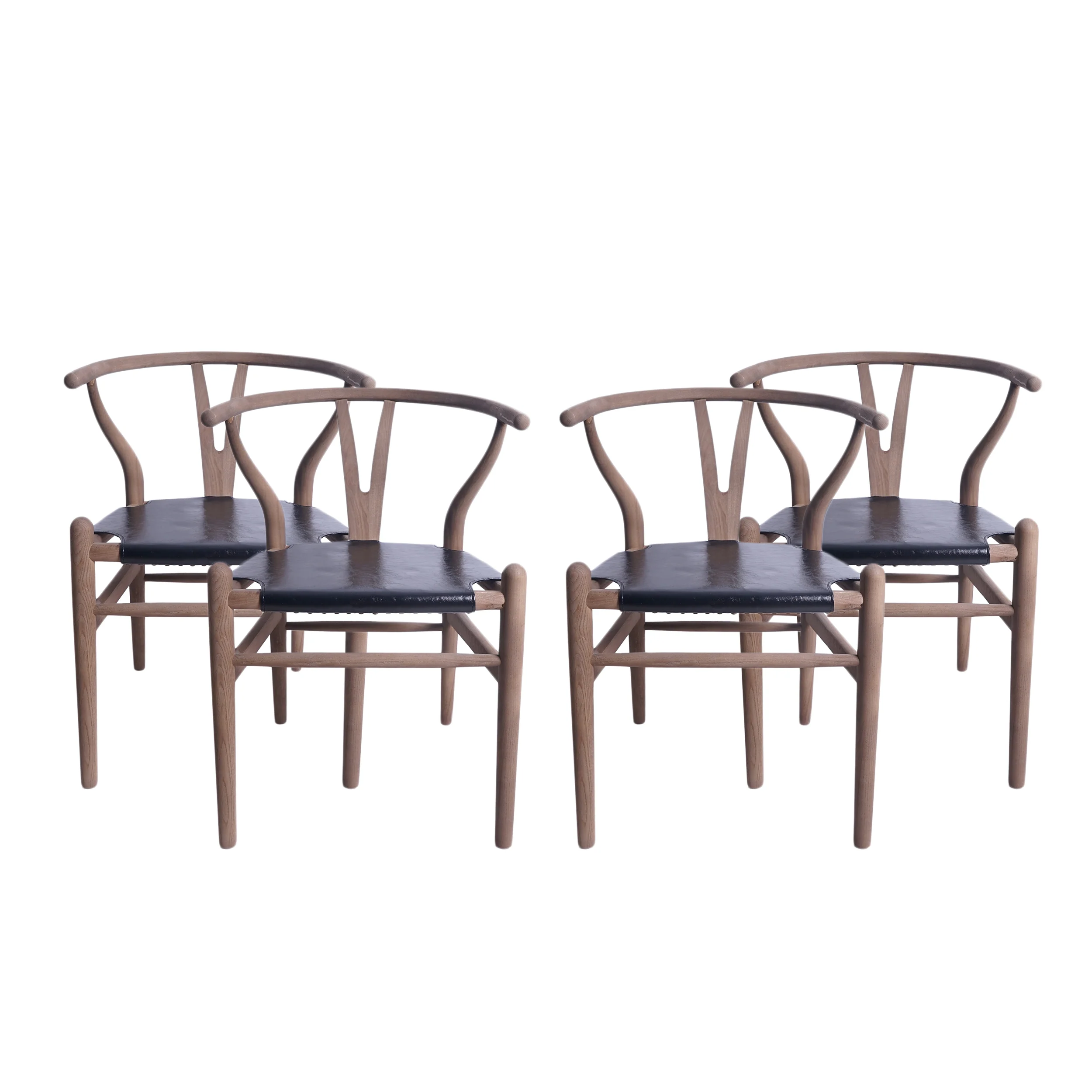 Quince Mid Century Boho Ash Wood Dining Chairs, Set of 4 - furnishings