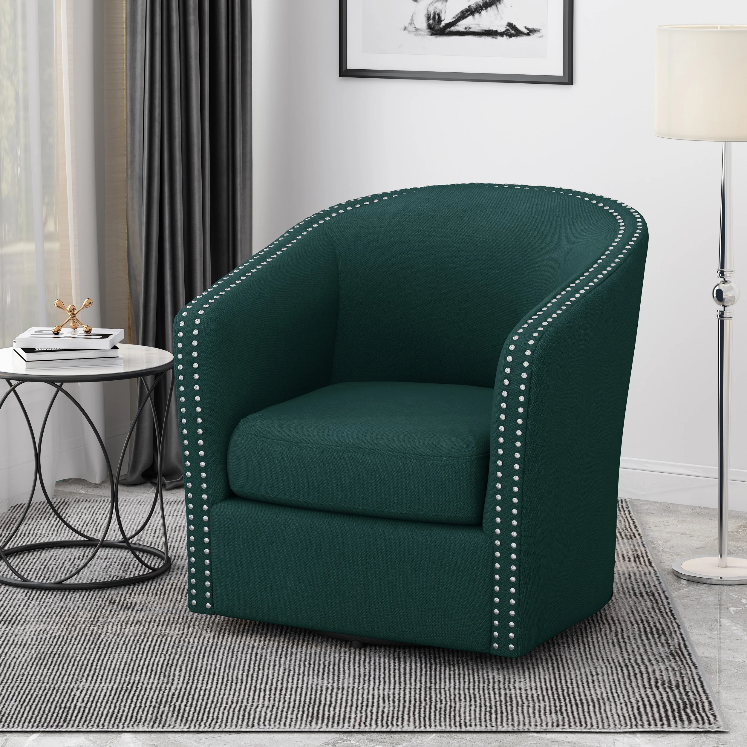 Leily Contemporary Fabric Swivel Chair - furnishings