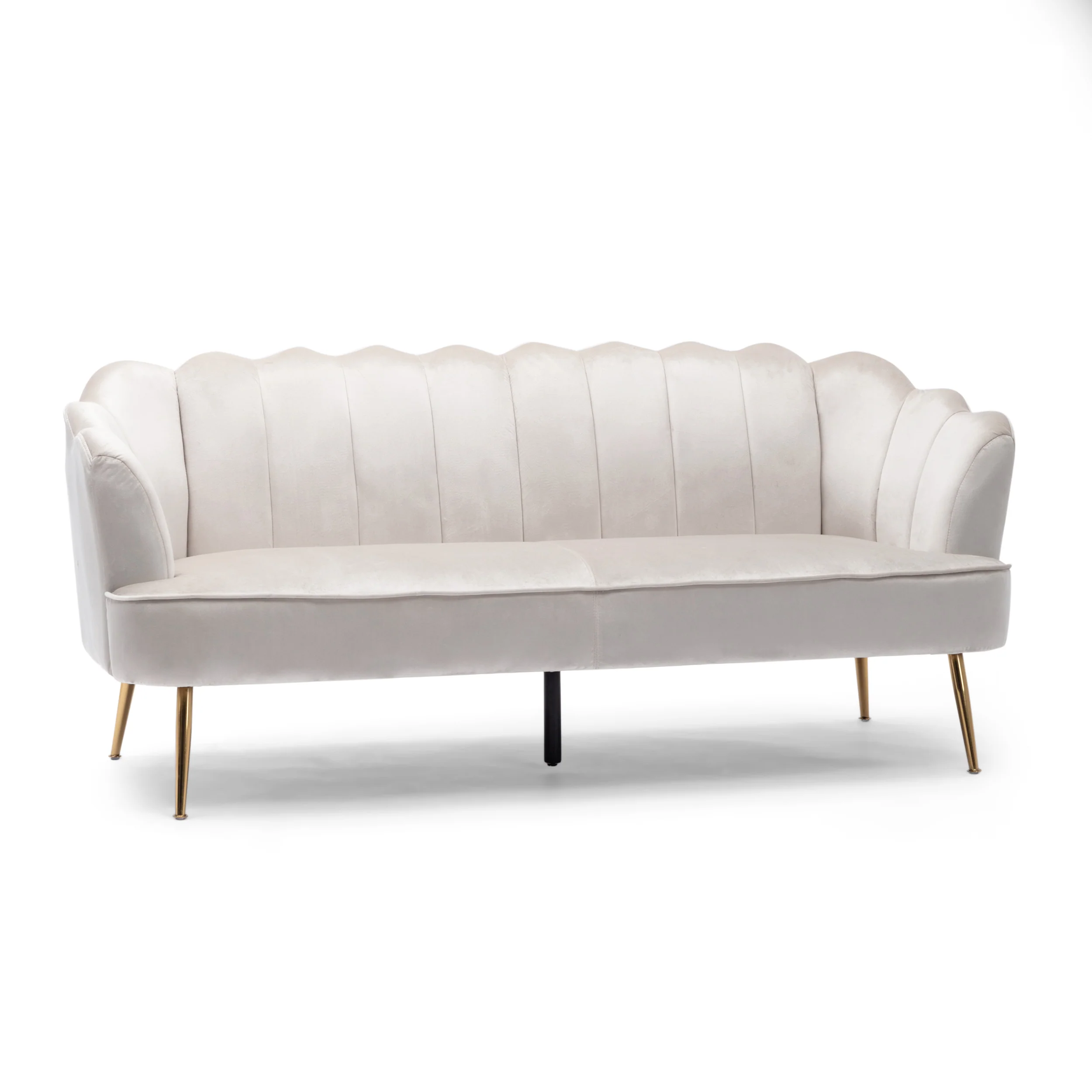 Ohnstad Modern Glam Velvet Channel Stitch 3 Seater Shell Sofa - furnishings