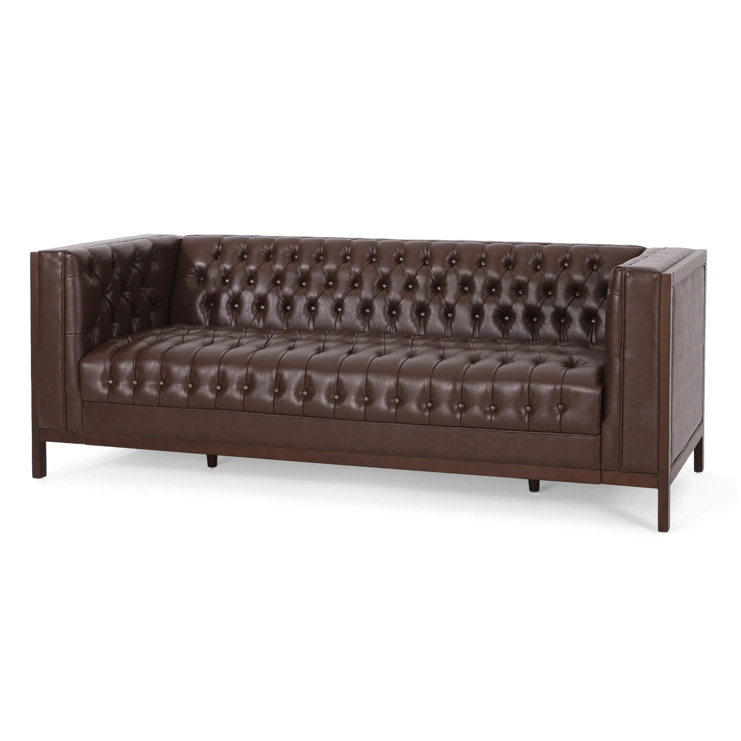 Elias Contemporary Faux Leather Tufted 3 Seater Sofa - furnishings