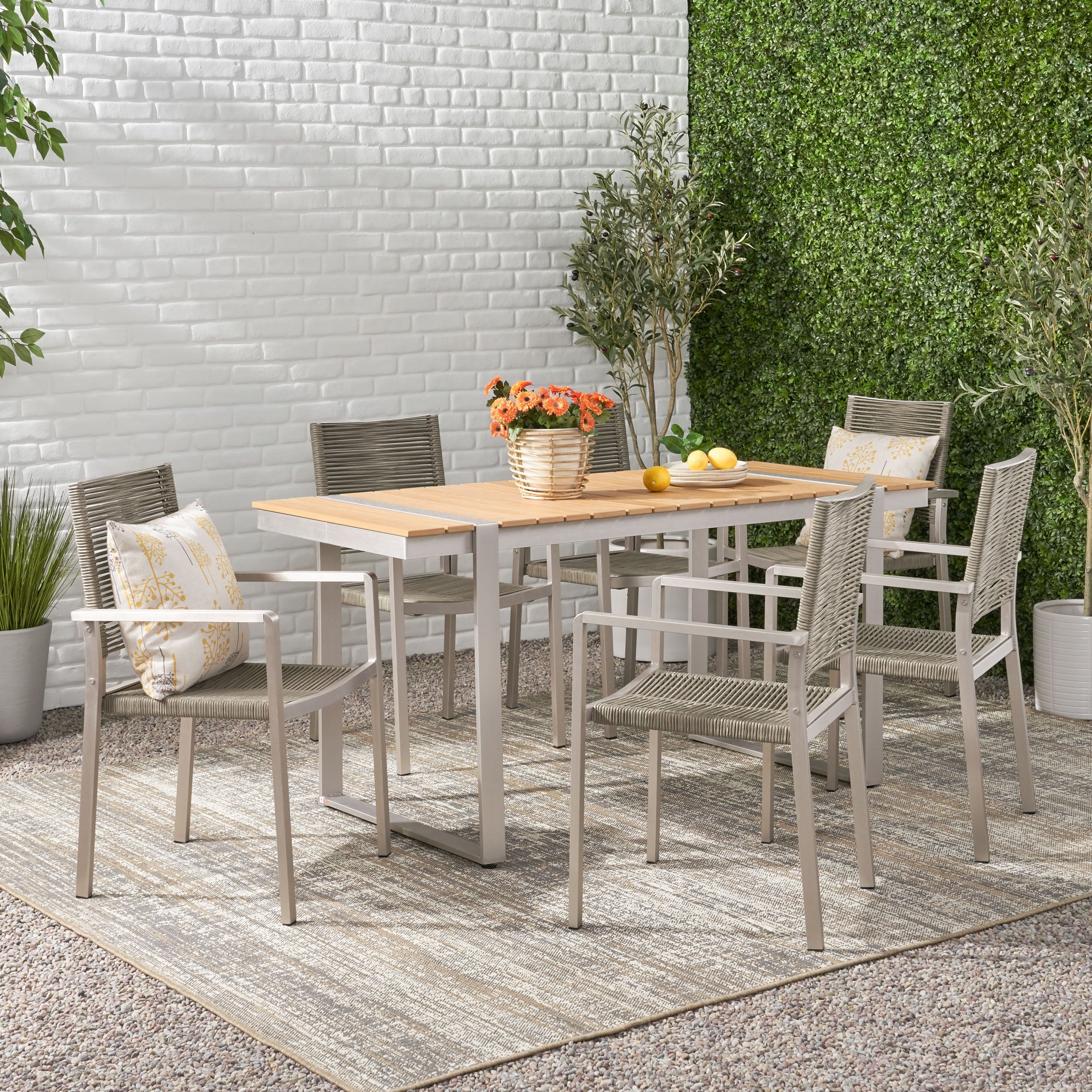 Quay Outdoor 7 Piece Aluminum Dining Set - furnishings