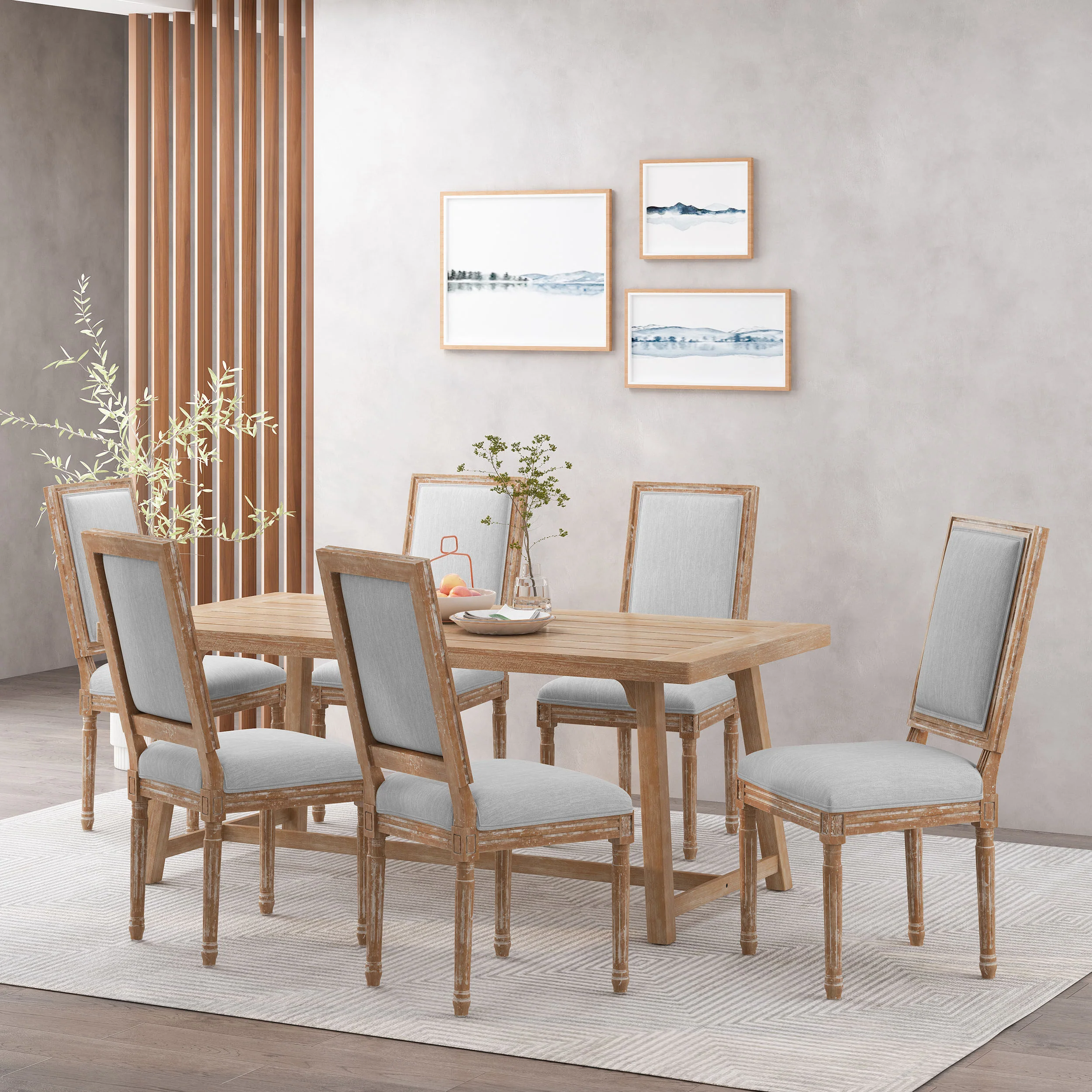Amy French Country Wood Upholstered Dining Chair (Set of 6) - furnishings