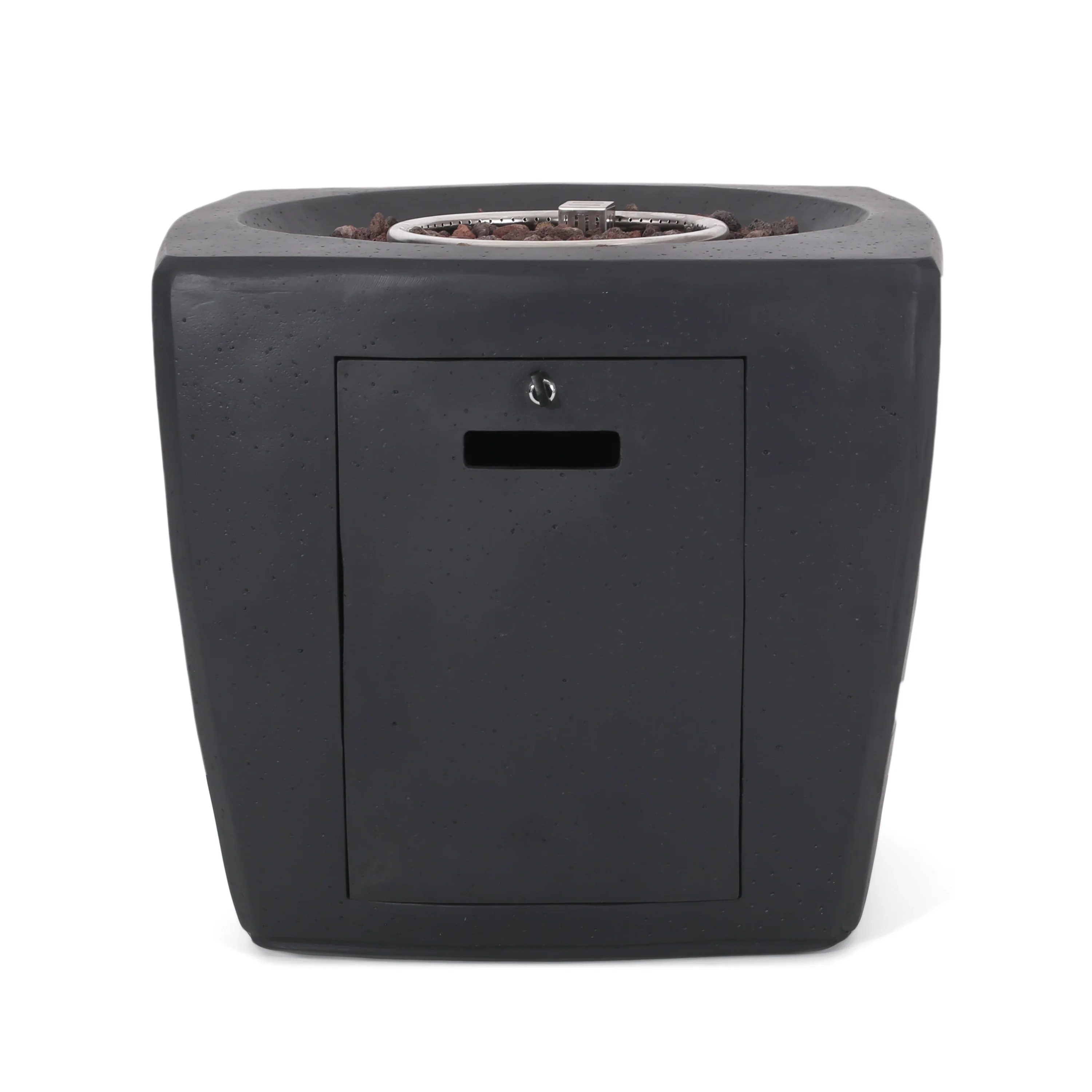Andreson Outdoor 40,000 BTU Lightweight Concrete Square Fire Pit, Dark Gray - furnishings