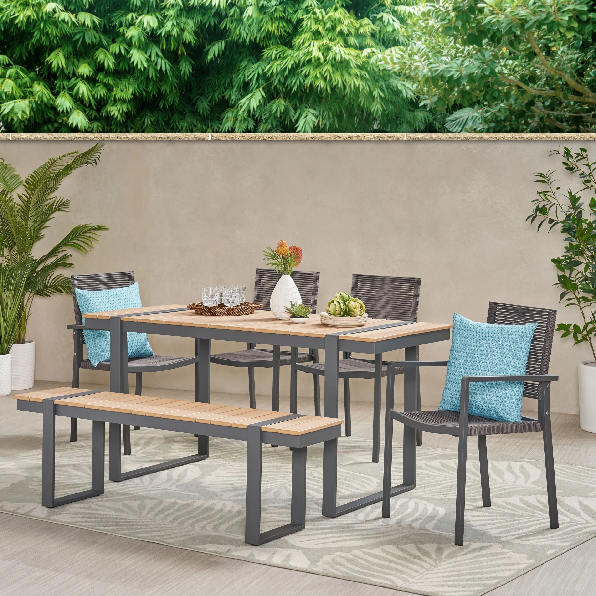 Conley Outdoor 6 Piece Aluminum Dining Set - furnishings