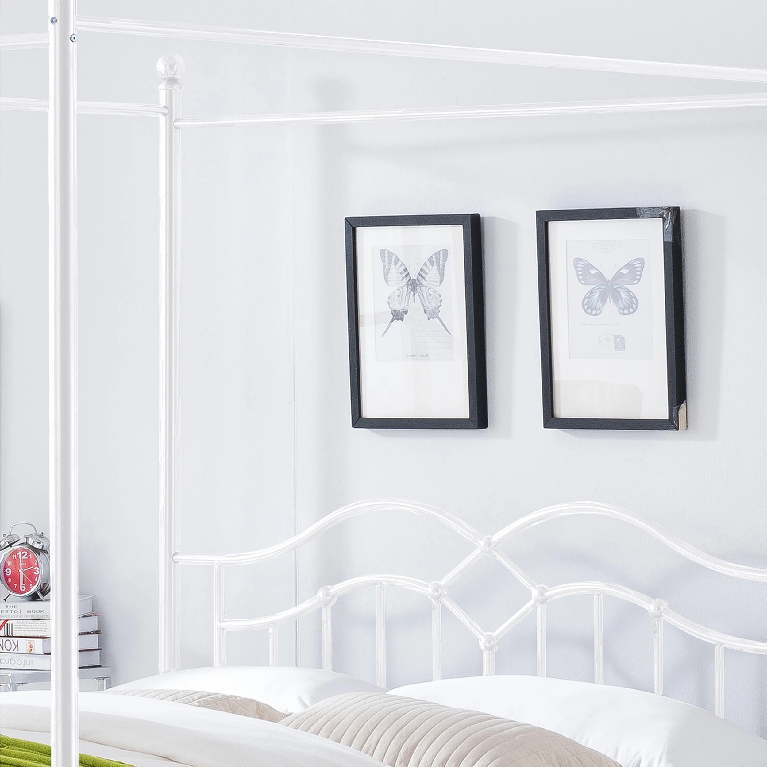 Simona Traditional Iron Canopy Queen Bed Frame - furnishings